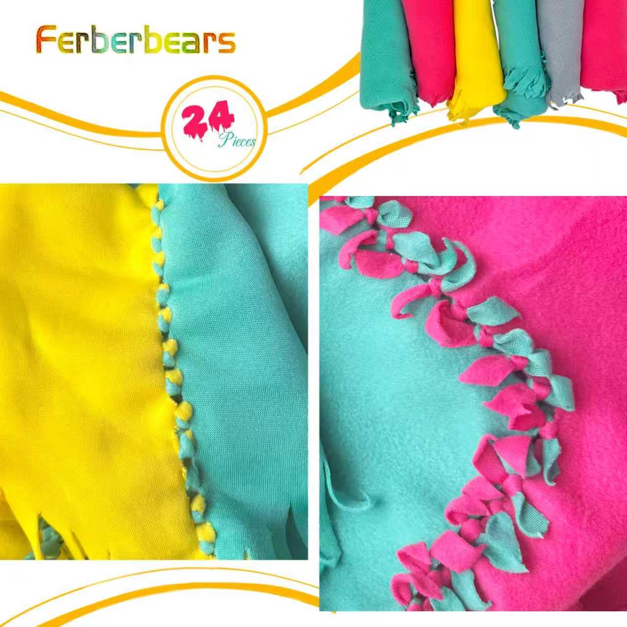 Ferberbears Craft Kits for Kids DIY Knot Quilt Making Big Fleece Blanket no Sewing Sets for Kids 8-12 or Adult Machine Washable