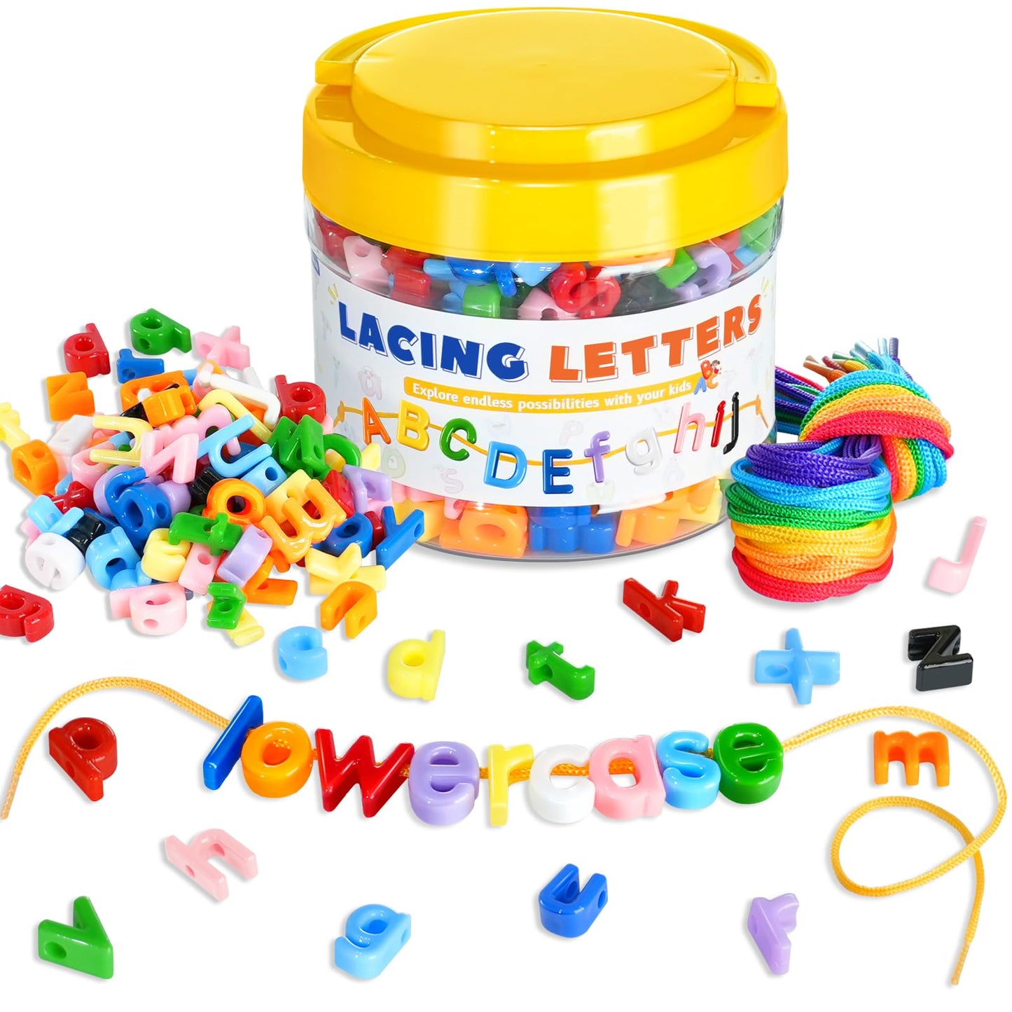 278 Pcs Lacing Letters Alphabet, Lowercase Alphabet Beads