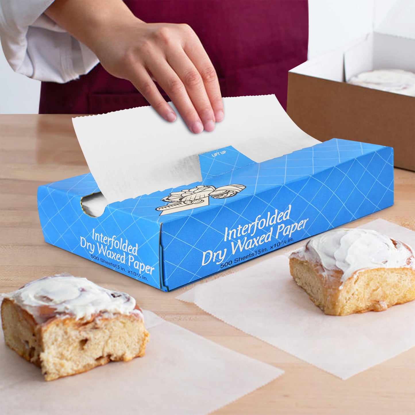 Fit Meal Prep 1000 Sheets 15 x 10.75” Dry Wax Paper Sheets for Food, Greaseproof Sandwich Wrapping, Interfolded Deli Wax Paper for Fries, Burgers, Food Basket, Made in USA