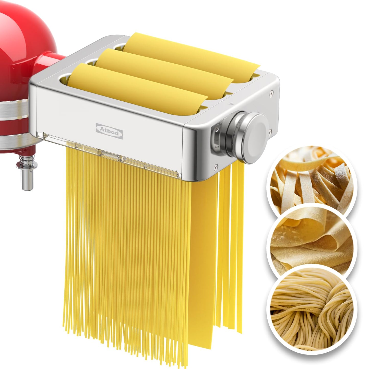 All Metal 3 In 1 Set Pasta Maker Attachment for KitchenAid, Included Pasta Sheet Roller, Spaghetti Cutter, Fettuccine Cutter Maker Accessories And Cleaning Brush