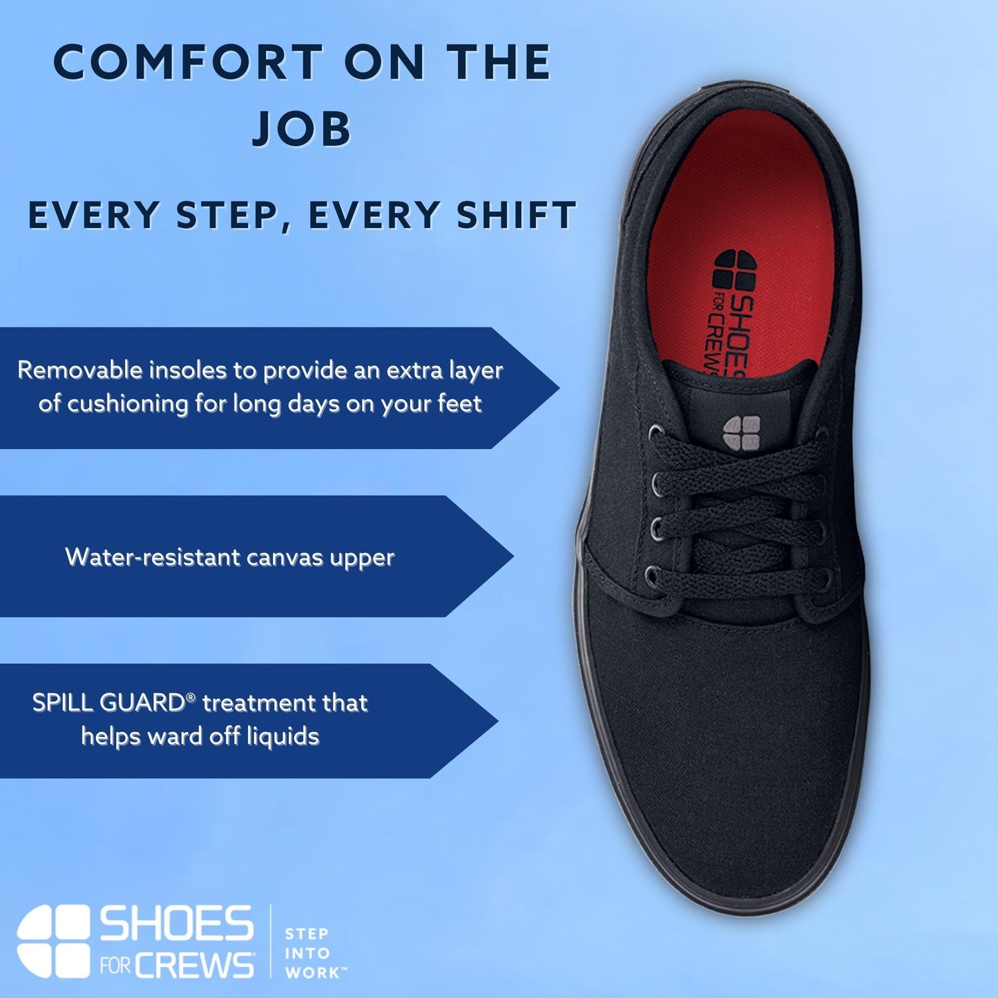 Shoes For Crews Unisex Slip-Resistant Work Sneakers – Comfortable, Lightweight, Water-Resistant & Non-Slip Work Shoes - Ideal for Men & Women in Hospitality, Retail, Food Service & More - Merlin, Size 11