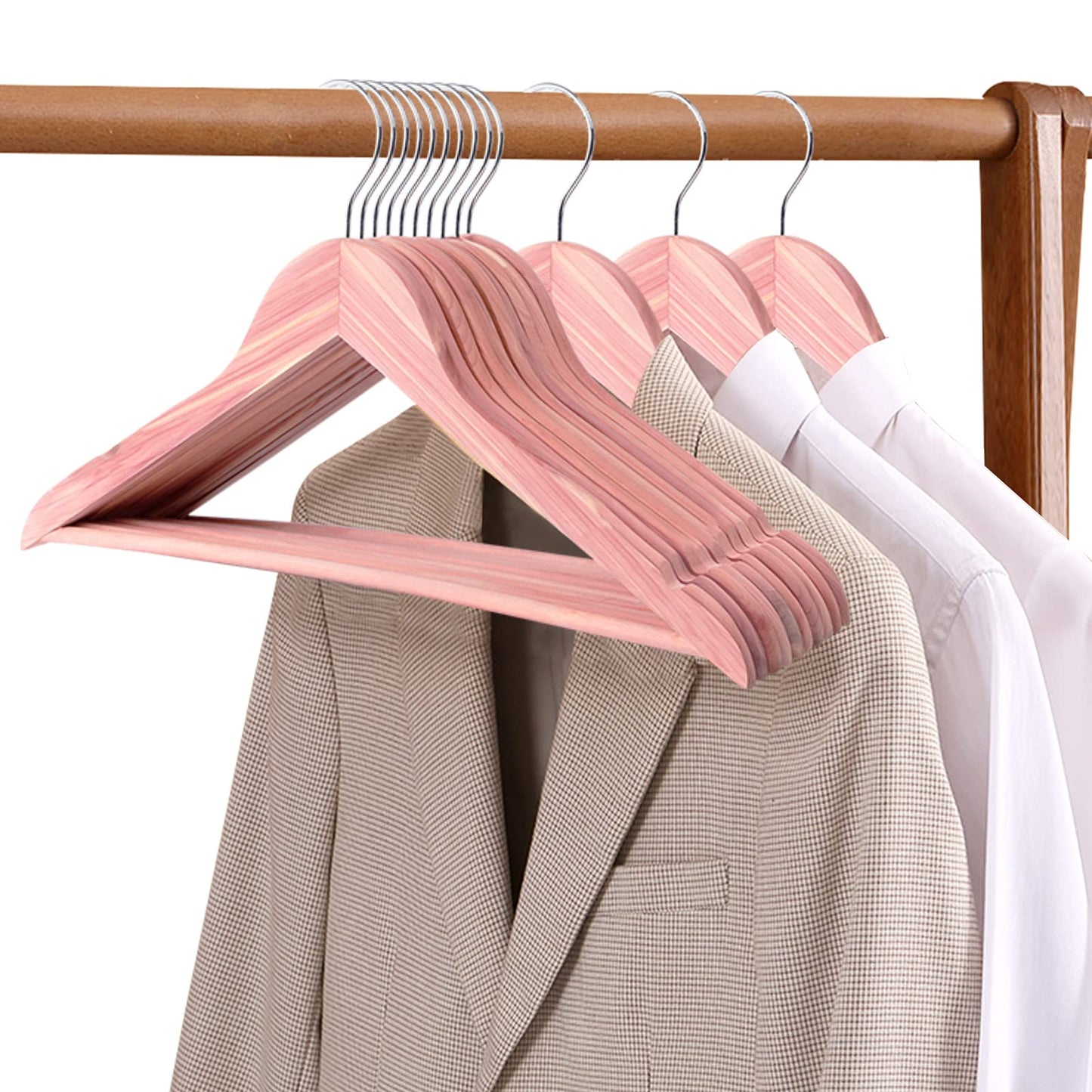ROSOS Cedar Hangers, 30 Pack Wooden Hangers with Smooth Notches, Wooden Hanger for Closet, Sturdy Wood Suit Hanger with 360 Rotating Hook Great for Refresh Closet