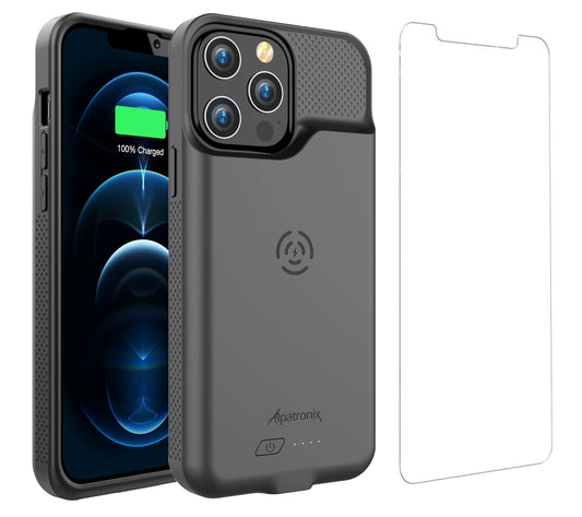 Alpatronix Battery Case for iPhone 14 Pro and iPhone 14 (6.1 inch), Strong Slim Portable Protective Extended Charging Cover with Wireless Charging, Apple Pay, CarPlay (BX14Pro) – Black