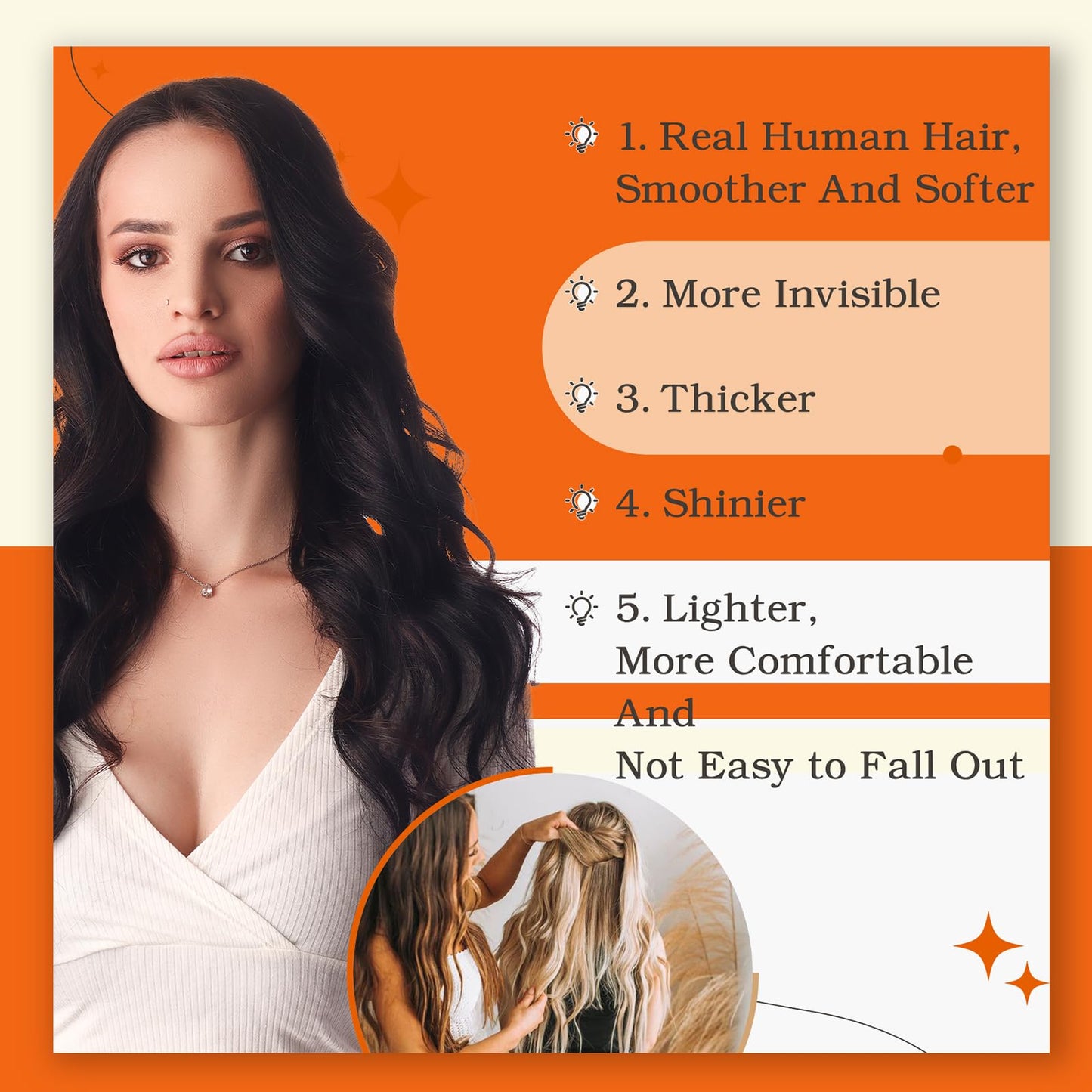 Full Shine Real Human Hair Tape in Extensions Black 24Inch Double Sided Tape for Skin Weft Hair Extensions Tape in 20Pcs 50Gram Color 1 Jet Black Seamless Tape in Hair Extensions Straight Human Hair