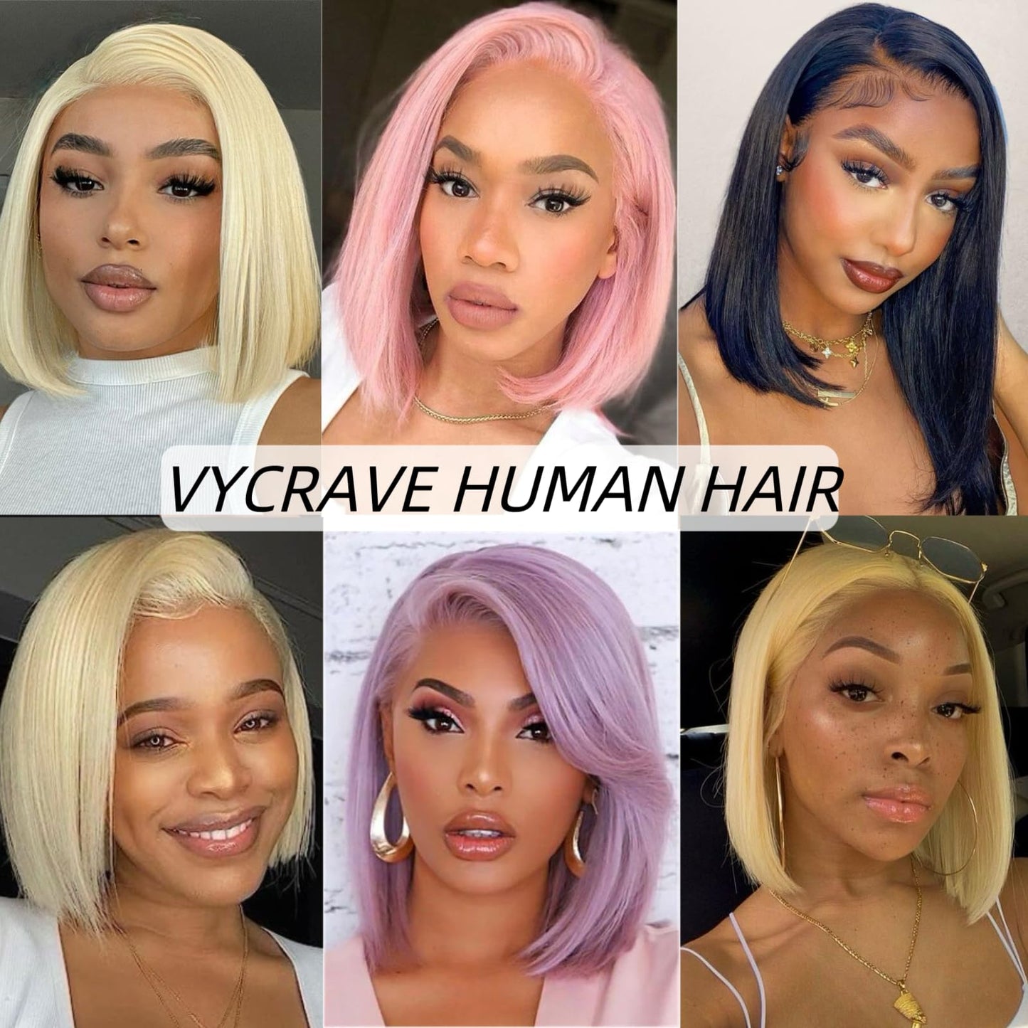 VYCRAVE 613 Blonde Bob Wig Human hair 13x4 HD Transparent Lace Front Wigs Human Hair Pre Plucked with Baby Hair 12 Inch 613 Glueless Wigs Human Hair 180% Density Straight Frontal Lace Wigs for Women