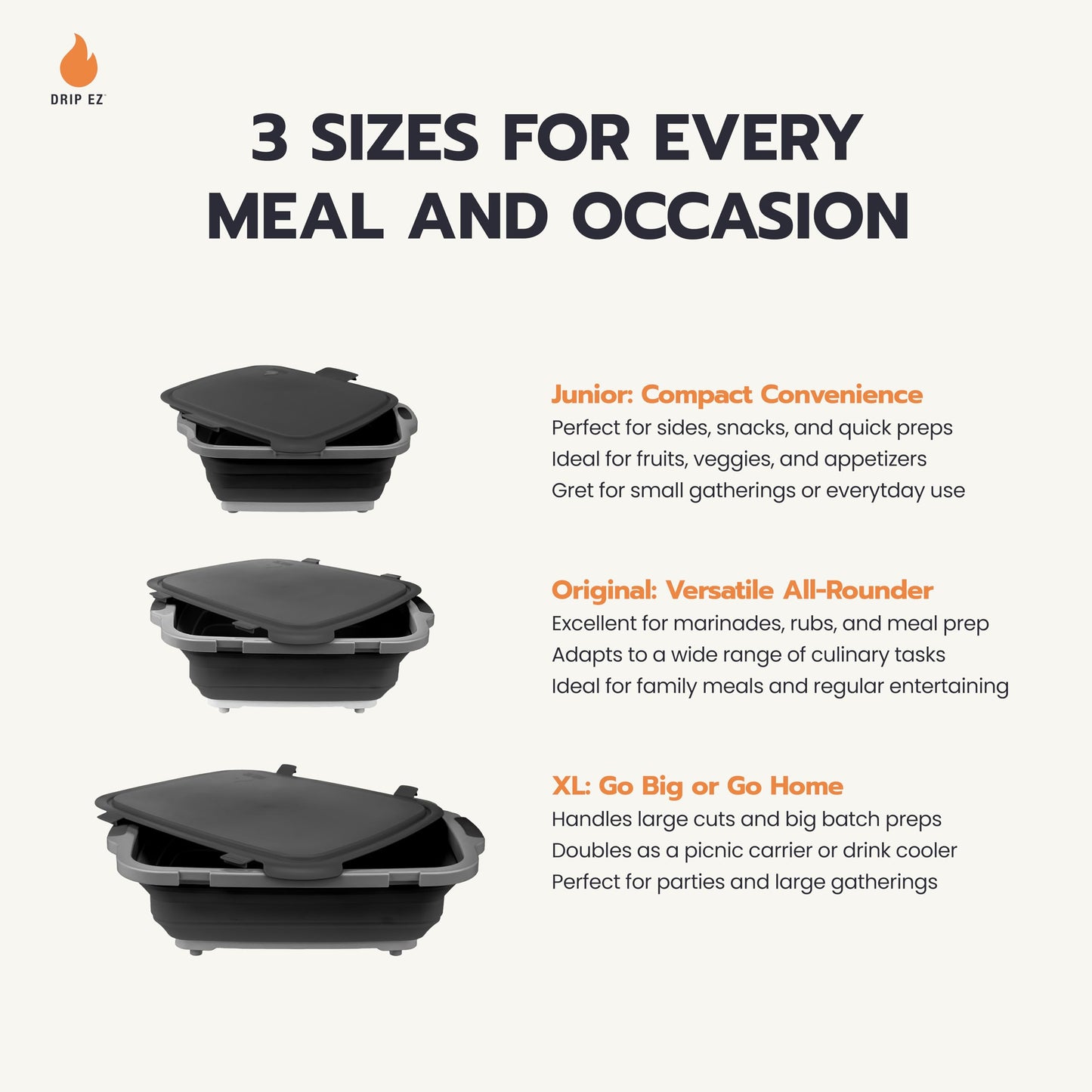 Drip EZ Collapsible BBQ Prep Tub - For Meal Prep Marinating Food Storage - Includes Cutting Board & Locking Lid - (1) OG - Green