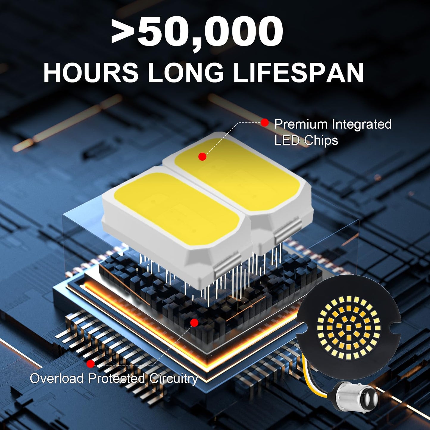 AEEAST 3 1/4 Inch Motorcycle LED Turn Signals 1157 1156 Front Rear LED Blinker 48LEDs Flat Housing Style Fit for Harley Davidson Road King Electra Glide Ultra Classic Softail 1986-Later