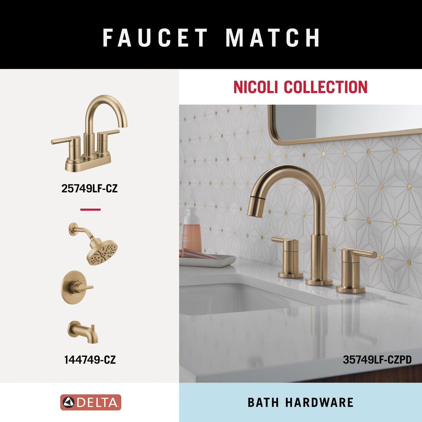 Delta Towel Rack | 24 or 18 Inch Champagne Bronze Adjustable Towel Bar for Bathroom, Kitchen | Nicoli Accessories