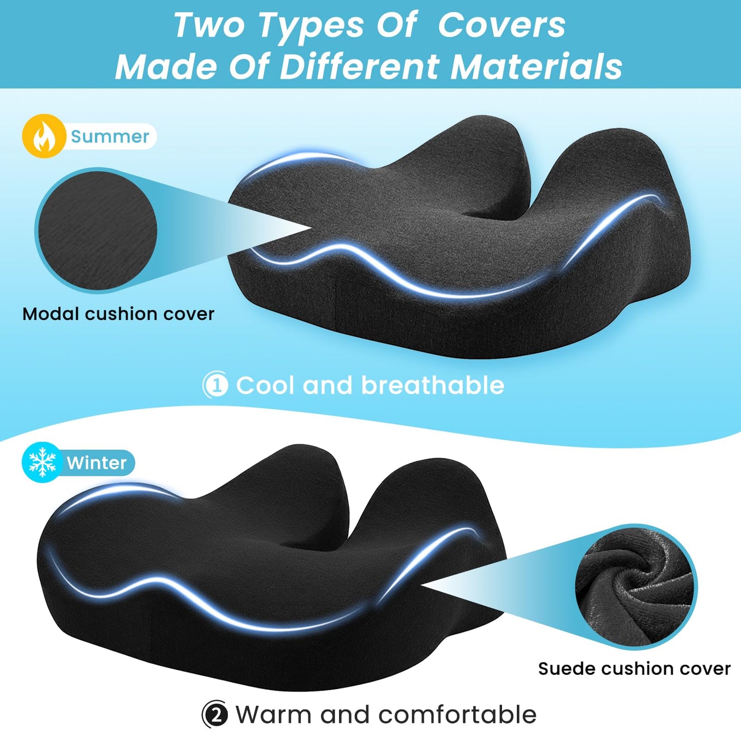 OVRST Seat Cushion,Ergonomic Chair Cushions for Sit Bone Tailbone Pain Relief,Sciatica & Back Support,Memory Foam Butt Pillow for Office,Car,Home,Gaming,Wheelchair