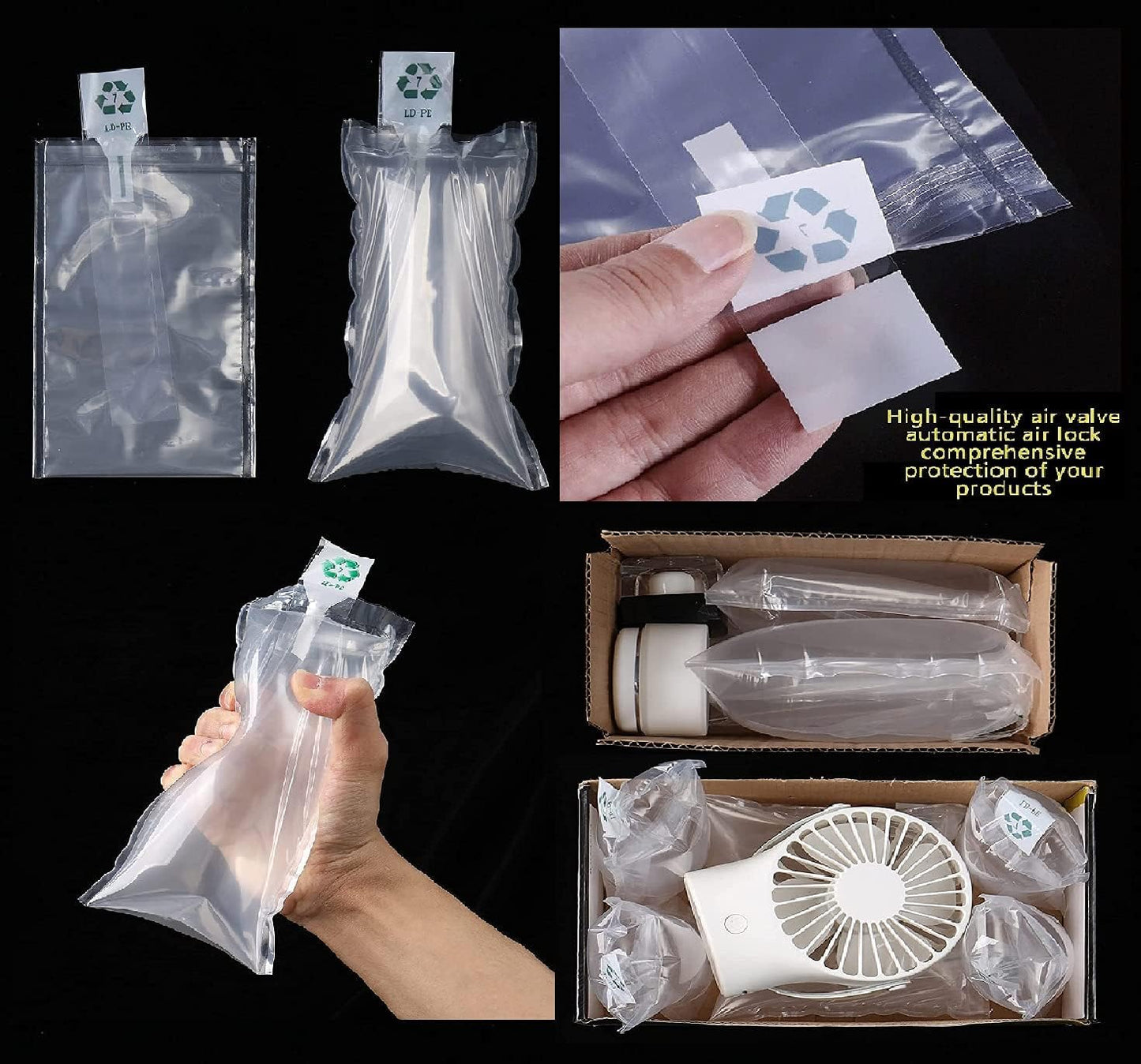 Miupoo Packaging Air Bags,Clear Plastic Inflatable Air Packaging Protector Bag with Free Pump Cushion,Air Cushion Blocking Packaging Bag,10x12 Inches,100 Pieces