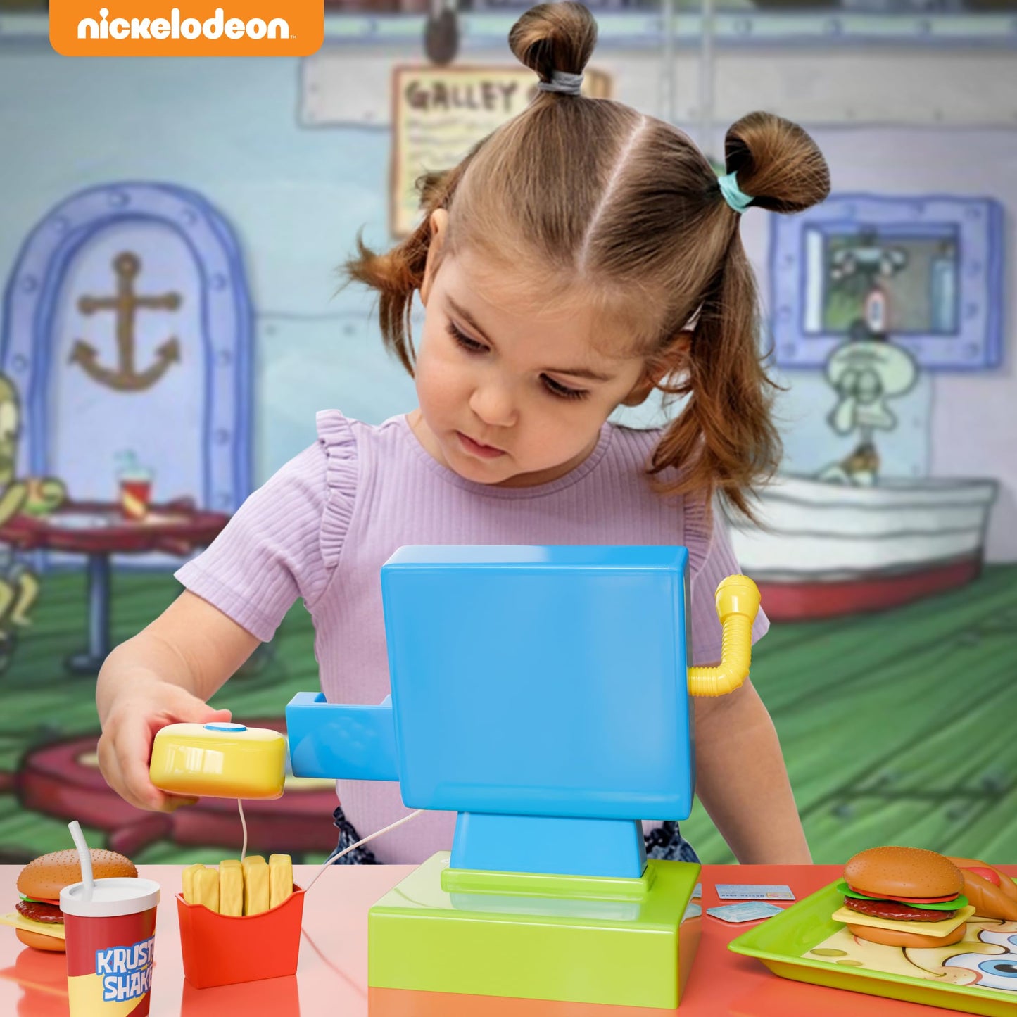 Lollipop Spongebob Cash Register Play Set - Krusty Krab Cash Register - Includes Toy Cash Register and Realistic Play Food Items with Pretend Food and Play Money