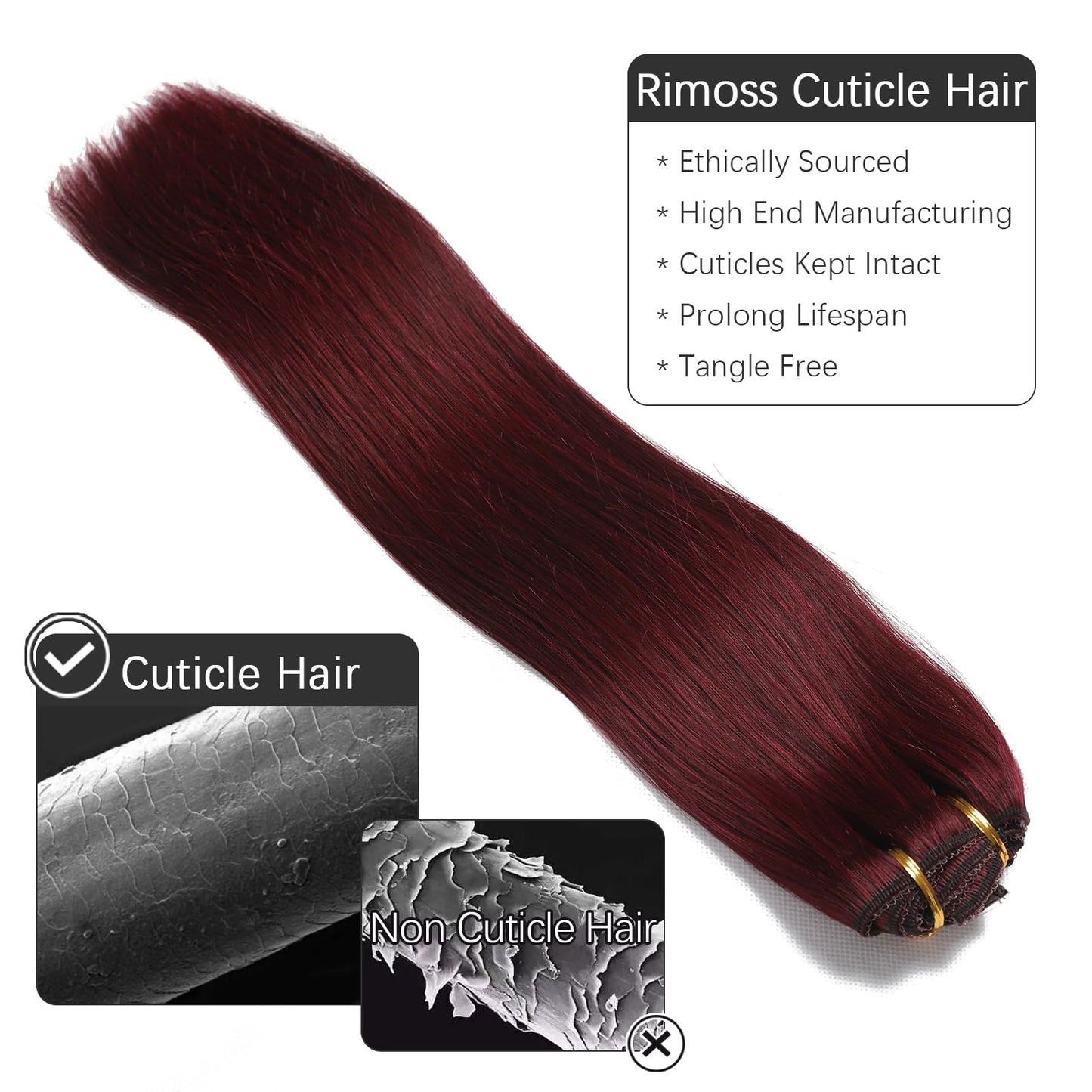 Rimoss Clip in Hair Extensions Real Human Hair, Soft Burgundy Red Hair Extensions Real Human Hair Clip ins Straight, Premium Thick 7pcs Remy Human Hair Clip in Extensions for Women (#99J 18 Inch)