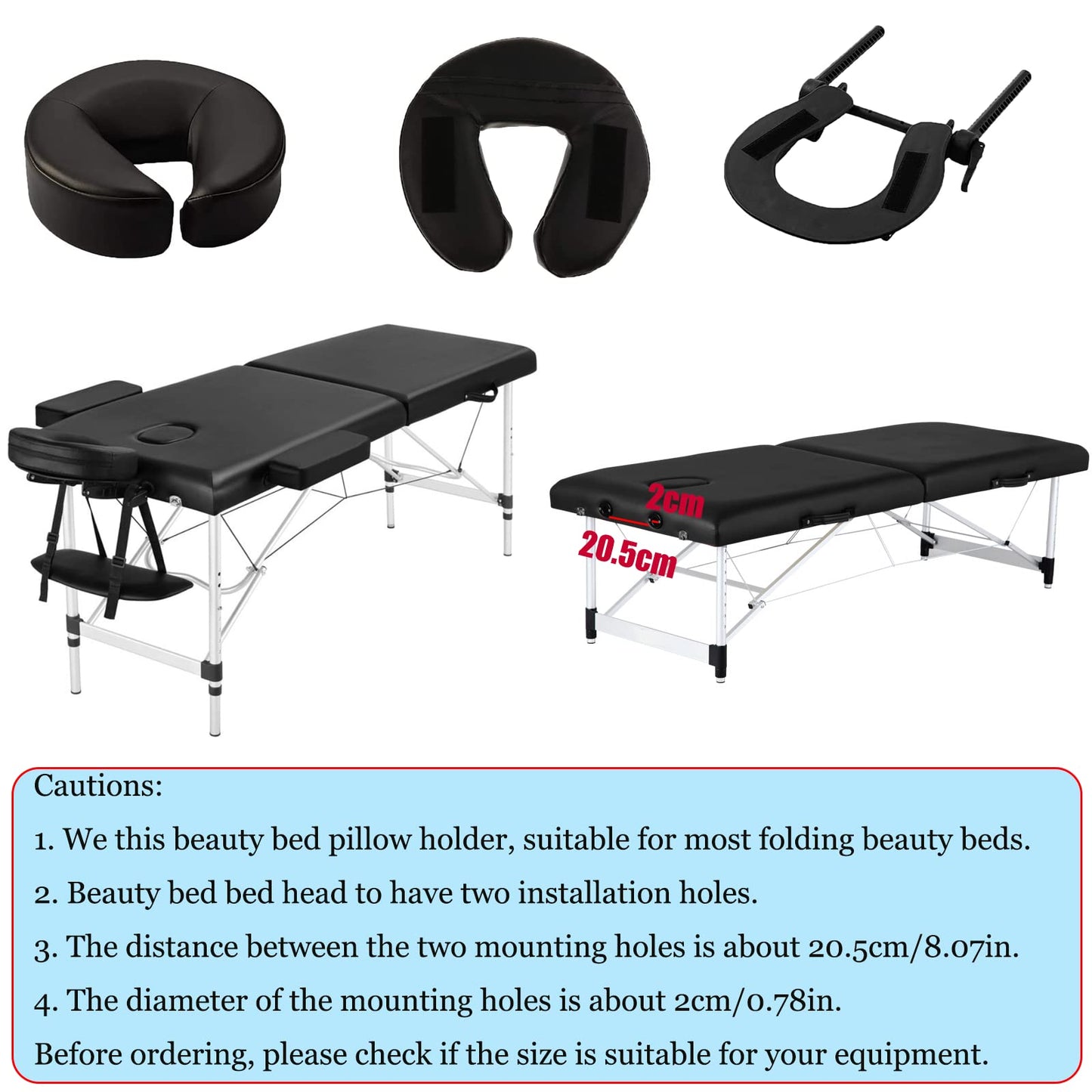 HOINCO Massage Table Massage Bed Headrest Replacement Adjustable Massage U-Shaped Pillow for Beauty Bed Universal with Elastic Memory Foam Face Pillow Set Massage Table Accessories Massage Equipment