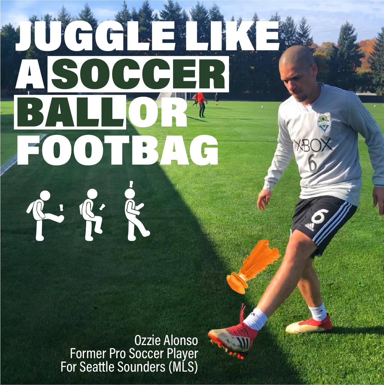 Kickit | The Original Birdie Soccer Trainer | Play Outdoors, Indoors or Backyard, Beach or Tailgate (Orange)