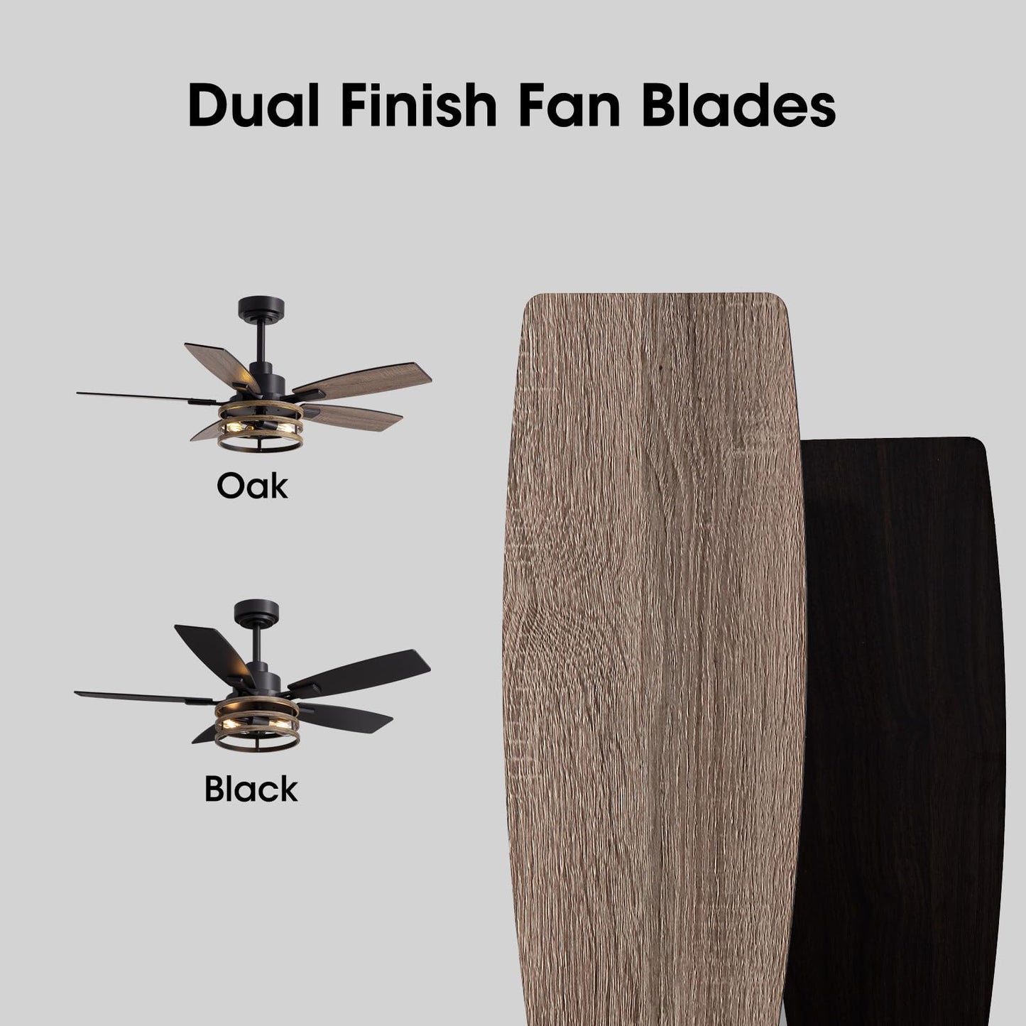 46 Inch Ceiling Fans with Lights and Remote Control, Farmhouse Ceiling Fan for Bedroom Living Room and Patio, Black Caged Ceiling Fan for Indoor and Outdoor