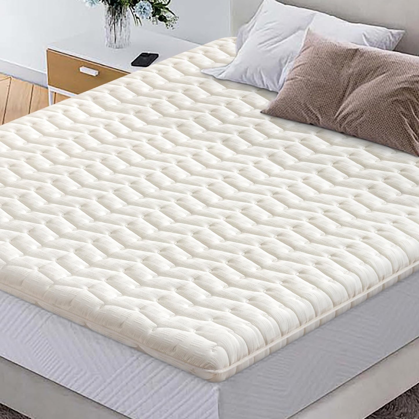 Premium High-Density Foam Mattress Topper Full Size (54"x75") White, Thick & Firm Support, Breathable & Hypoallergenic for Back Pain Relief & Pressure Relief, Bed Topper