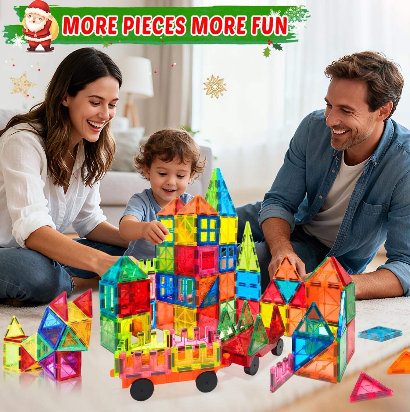 100PCS Magnetic Tiles Magnetic Blocks for Kids 3-5 6-8 8-10 Construction STEM Learning Resources Magnet Building Blocks Toddler Toys Christmas Birthday Gifts Toys for 3 4 5 6 7 8+ Year Old Boys Girls