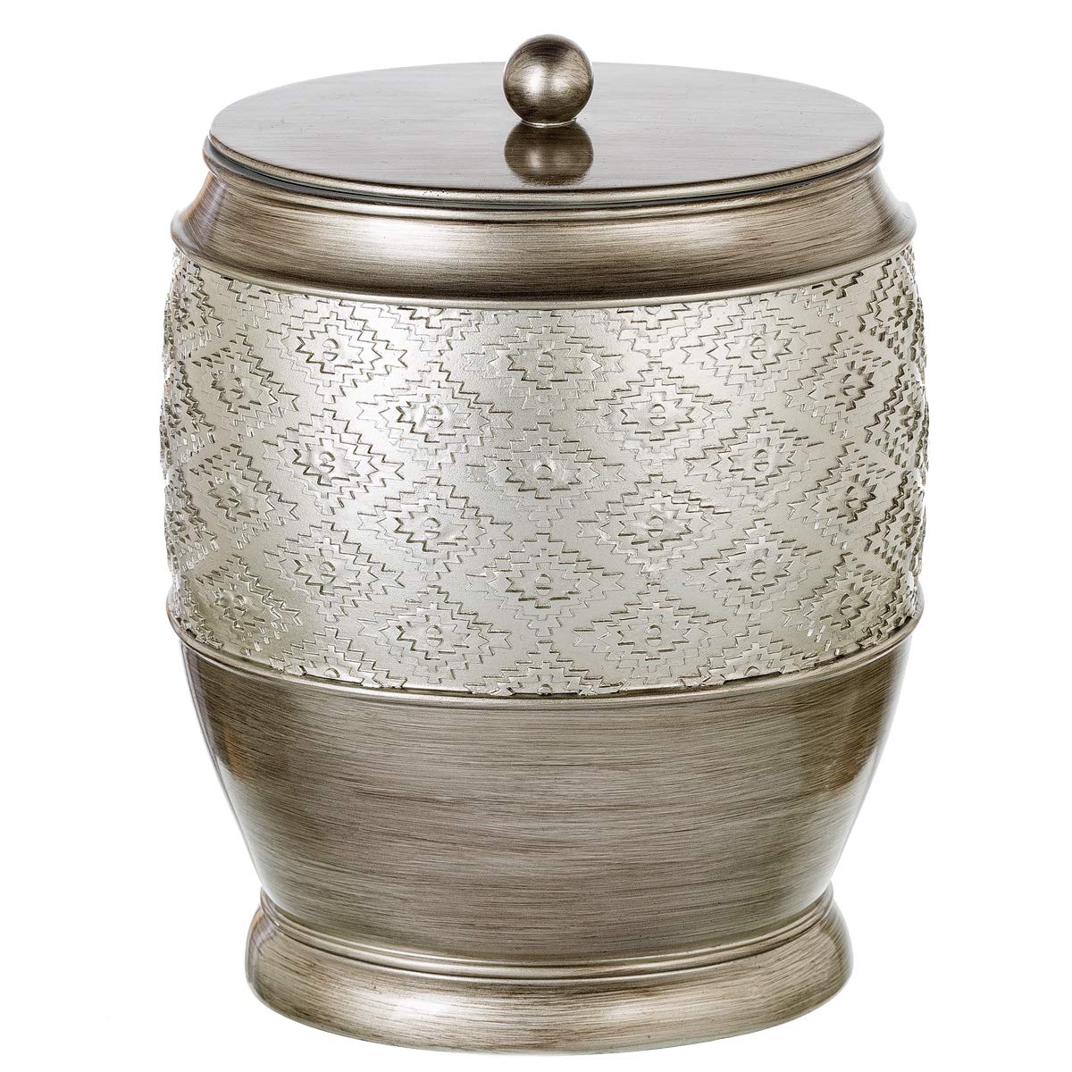 Creative Scents Dublin Silver Small Bathroom Trash Can with Lid - Brushed Silver Garbage Can - Decorative Waste Basket for Bathroom Decor - Durable Wastebasket for Paper/Diaper