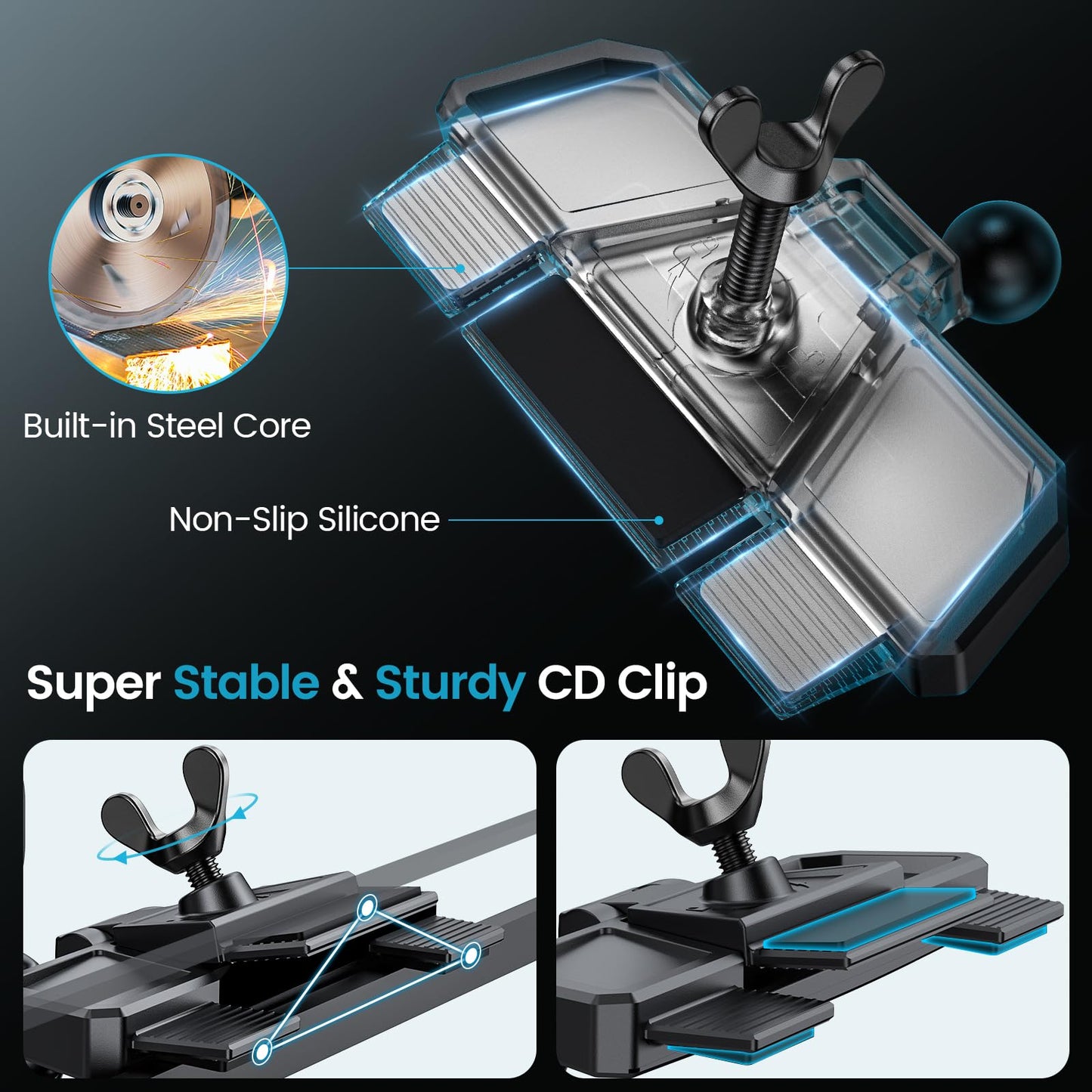 APPS2Car Wireless Car Charger Mount CD Slot Auto Clamping 15W Fast Charging CD Phone Holder for Car Wireless Charger Fit for iPhone 16 15 14 13 12 Pro Max, Samsung S23 Ultra S22, Google, LG etc.