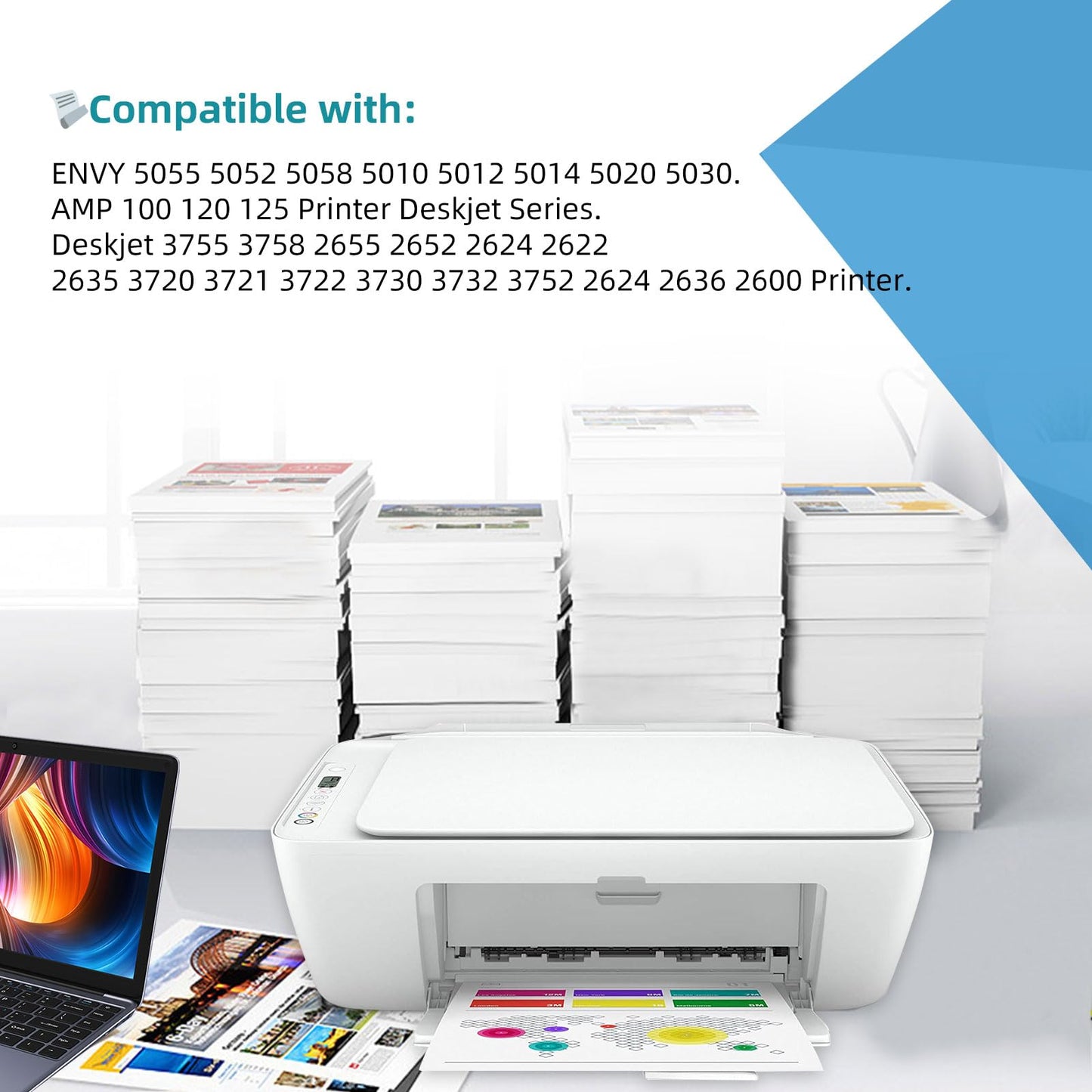 65XL Black Remanufactured Ink Cartridge Replacement for HP Ink 65 HP65 XL Black Combo Pack HP65XL for 5000 5055 5052 5014 5010 5070 3755 3700 3772 3752 2622 2652 2655 2600 2640 Printer,BK 2-Pack