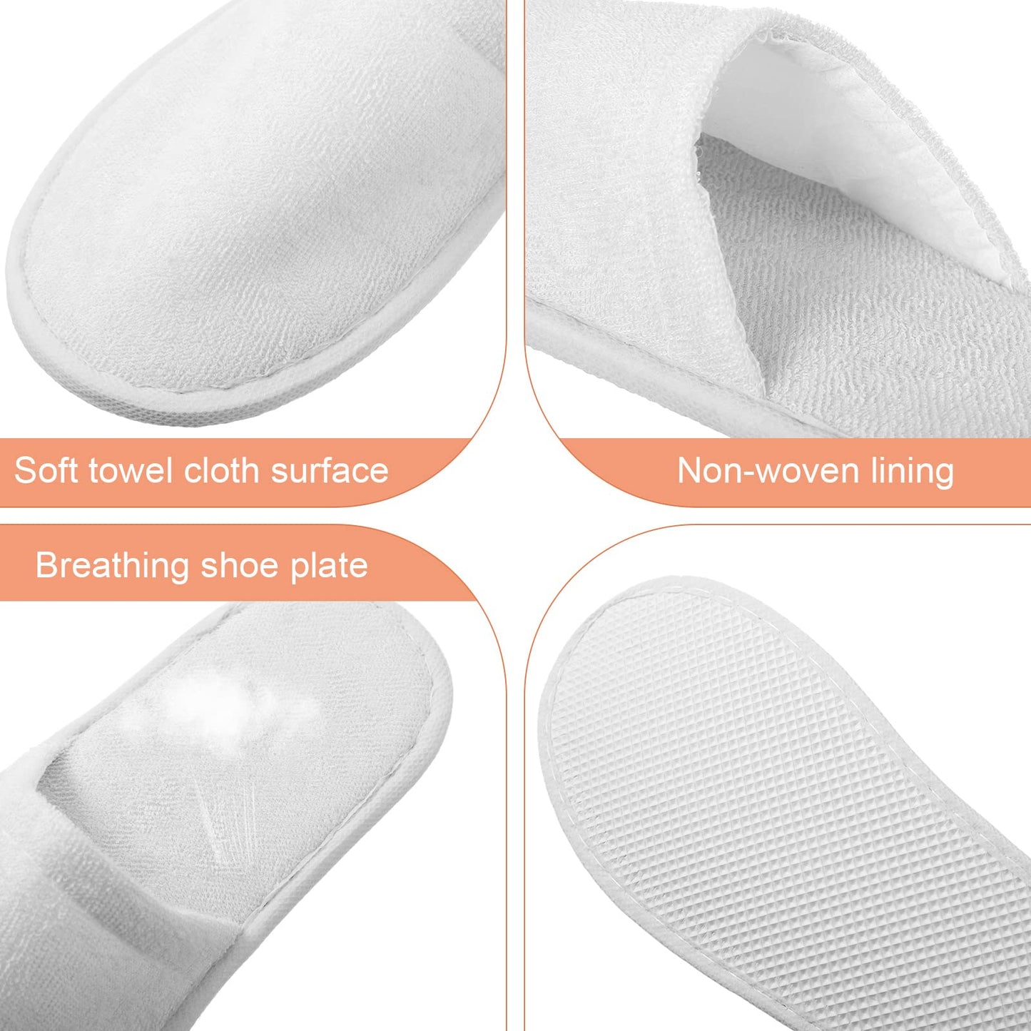 Geyoga 24 Pairs Disposable Slippers for Guests Bulk 2 Size Cotton Hotel Spa House Slippers for Graduation Wedding Party Shoeless Home Travel Individually Wrapped(White)