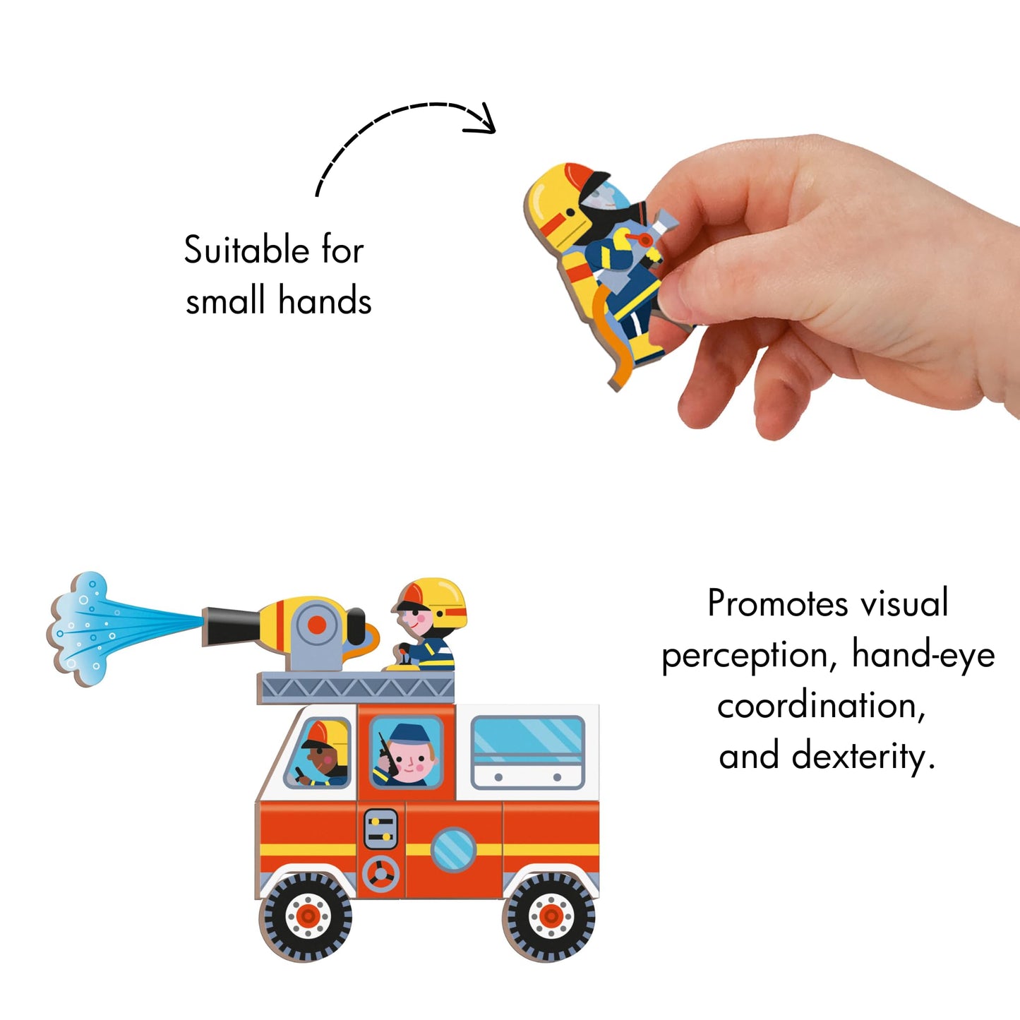 Janod - Magneti’Book Firefighters - Educational Magnetic Games - Toy for Kids Toddler Children - Imagination and Creativity Game - Fine Motor Skills Toy - 3 to 8 Years - J02583