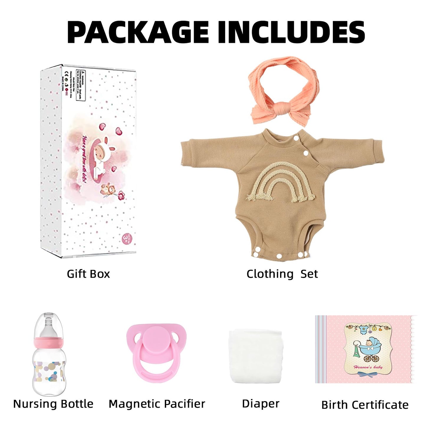 KSBD Lifelike Reborn Baby Dolls-20 inch Sleeping Realistic Newborn Baby Dolls, Soft Cloth Body with Feeding Toy for Kids Age 3 +