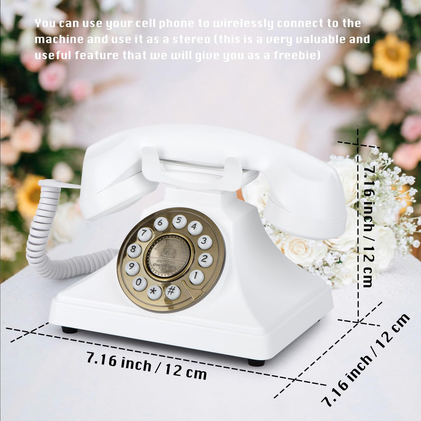 MCHEETA 2025 Latest Audio Guest Book Wedding Phone, Wireless Audio Guestbook Phone, Customized Voice Message Recording for Weddings, Graduation Parties and Banquets, Retro Style,Low Radiation,White