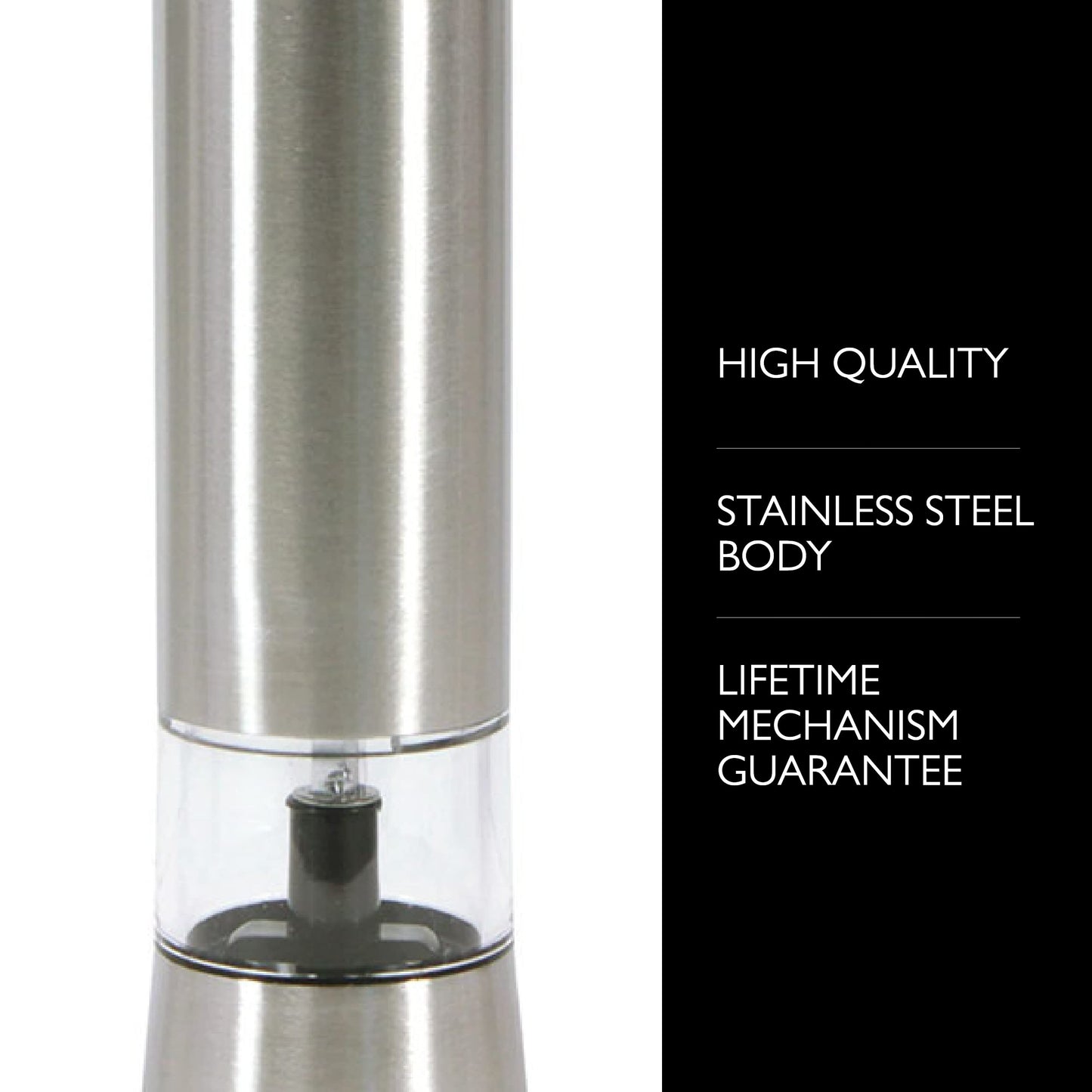 Cole & Mason Hampstead Electronic Salt Mill - Electric Salt Grinder Set - Adjustable Electric Spice Grinder - Kitchen Tool & Gadget - Hand Wash - Stainless Steel