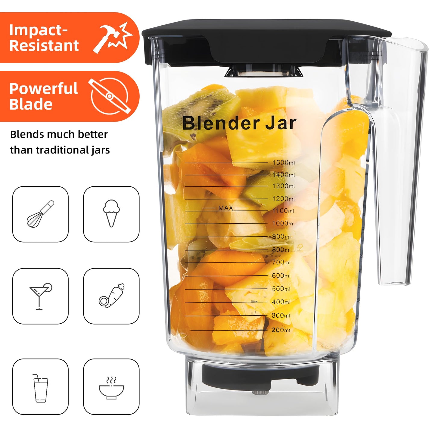besingki 90 oz Replacement Jar Compatible with Blendtec Blender, Container Pitcher Fits All Consumer and Commercial Models, Includes Blade and Lid