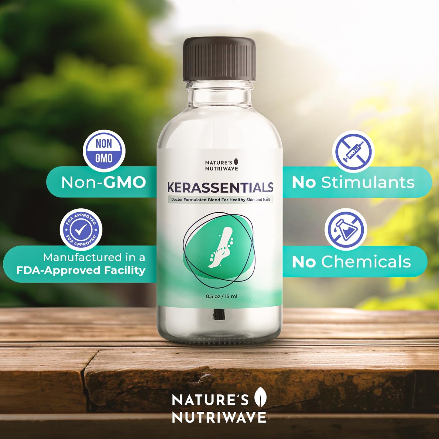 Nature’s NutriWave Kerassentials - Original Kerassentials Formula, Toenail Treatment Extra Strength for Healthy Nails & Skin - Plant-Based Oil for Improved Nail Appearance, 6 Month Supply
