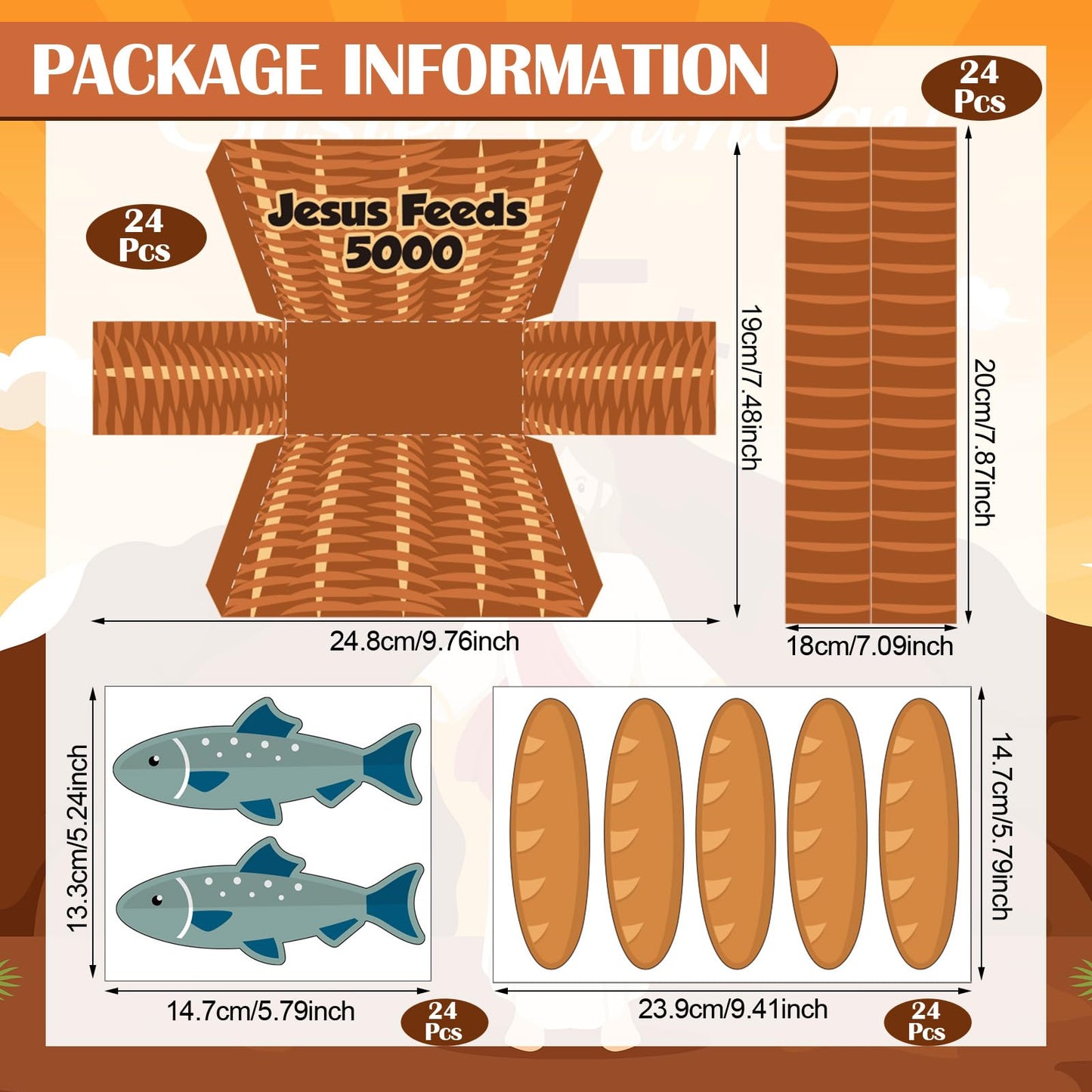 Motipuns 24 Set Jesus Feeds 5000 Craft Kit Sunday School VBS Religious Craft DIY Christian Handheld Basket Fisher of Men Vacation Bible School Gift for Home Church Preschool Activity Supplies