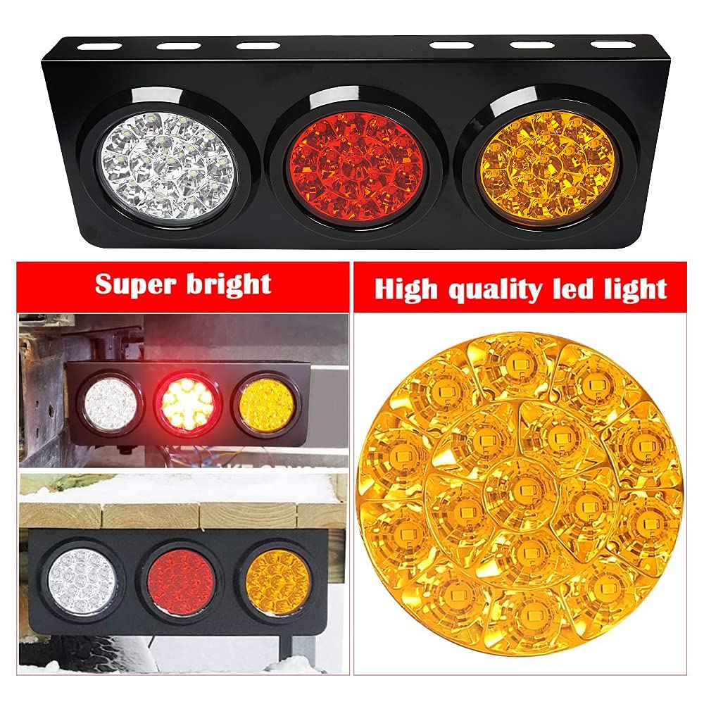 auovo LED Truck/Trailer Tail Lights with Iron Bracket Base - Waterproof DC12-24V 48-LED Tail Light Bar for Turn/Signal/Running Lamps Fits any Truck/RV/Camper/Trailer etc(2 PCS)
