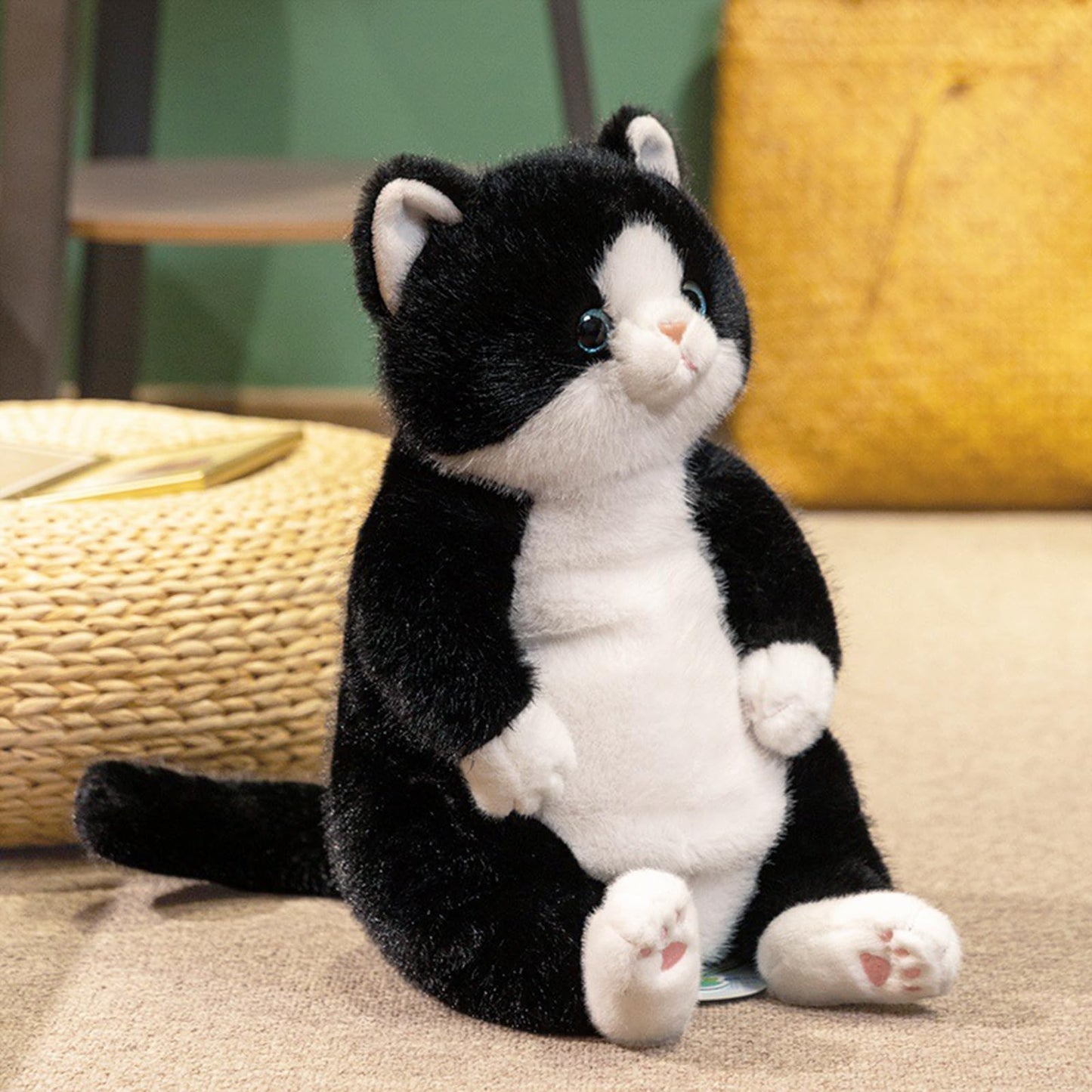 PEACH CAT Cat Stuffed Animal 14" Cute Kitten Plushies Soft Plush Toys Gifts for Kids Black