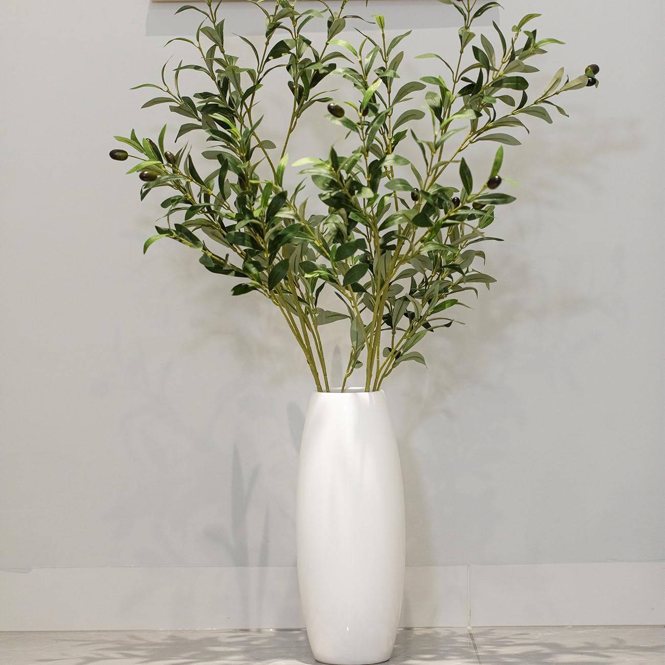 Heleze 39 Inch Artificial Olive Branches for Vases, Fake Plants Greenery Stems with 222 Leaves Faux Olive Tree Branches Home Decor Indoor 4PCS