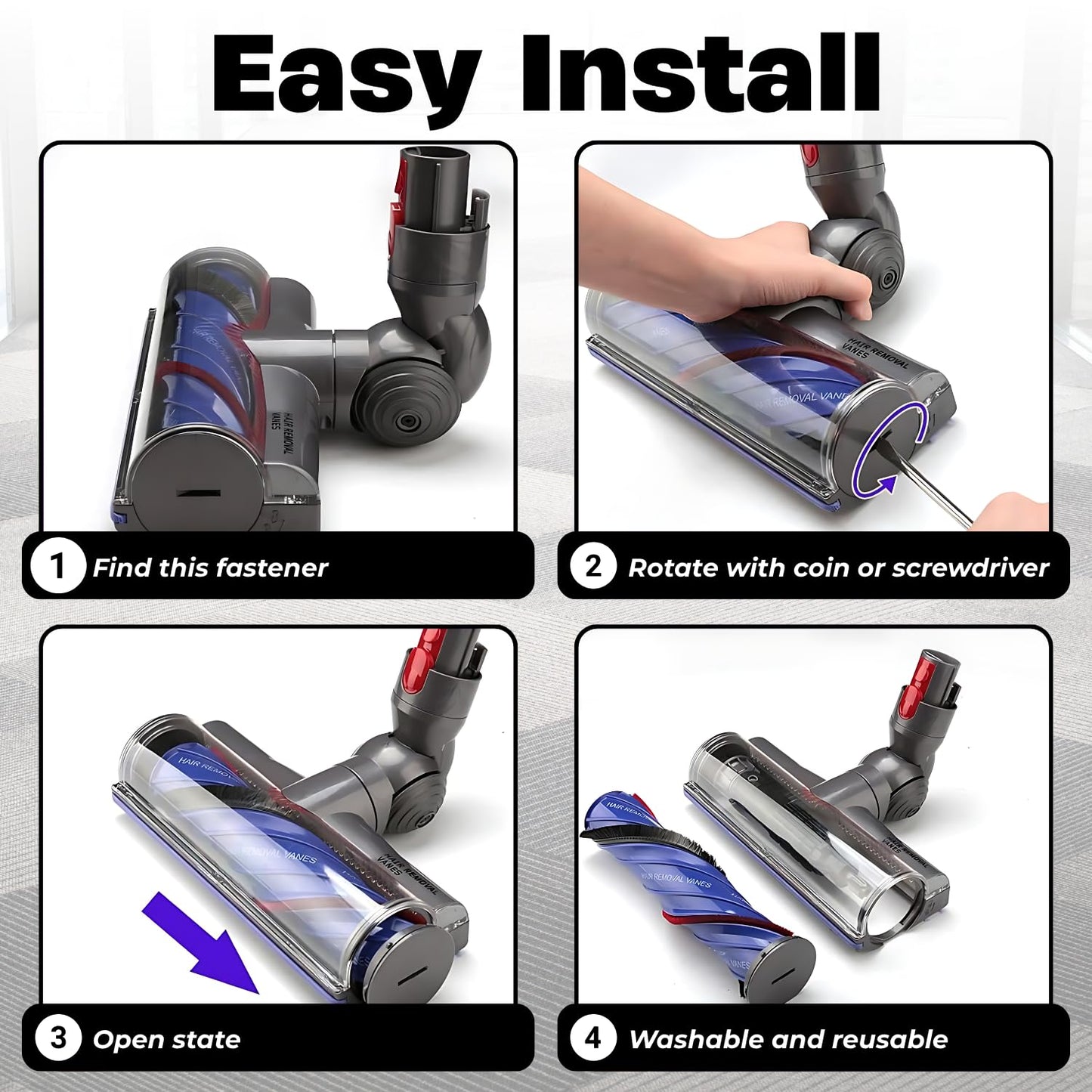for Dyson V7 V8 V10 V11 V15 Vacuum Head Replacement Part with Upgrade Anti-Tangle & Power Suction- Motorized Brush Head Vacuum Attachment for Hard Floors, Wood Floors & Low/Medium Carpets