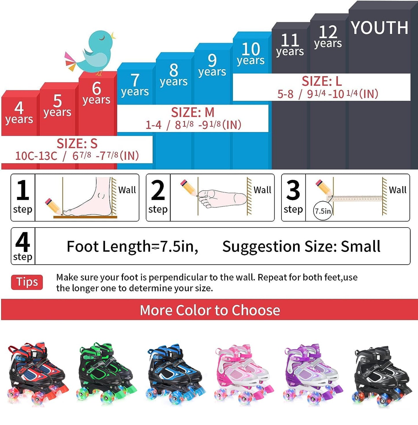 Kids Roller Skates for Boys - Green for Big Kids Age 7 8 9 10 - Adjustable All Light up Wheels Indoor Outdoor Sports Birthday Gift for Son and Grandson
