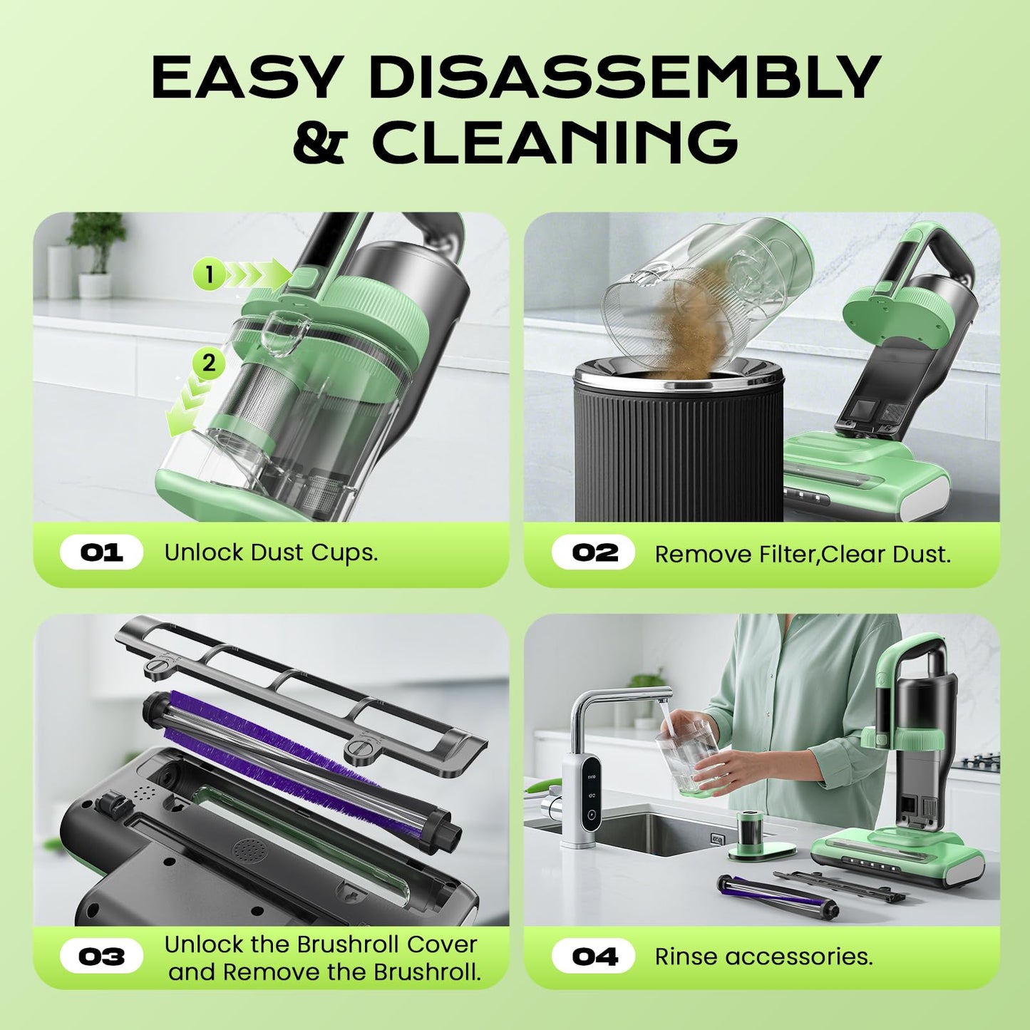 MYUAKO Mattress Vacuum Cleaner Bed Vacuum Versatile Handheld Vacuums with 500W 18Kpa Power Suction & 253.7nm U-V-C Light & Heating Tech & 30000 RPM/Min Brush Roll Rotation Corded