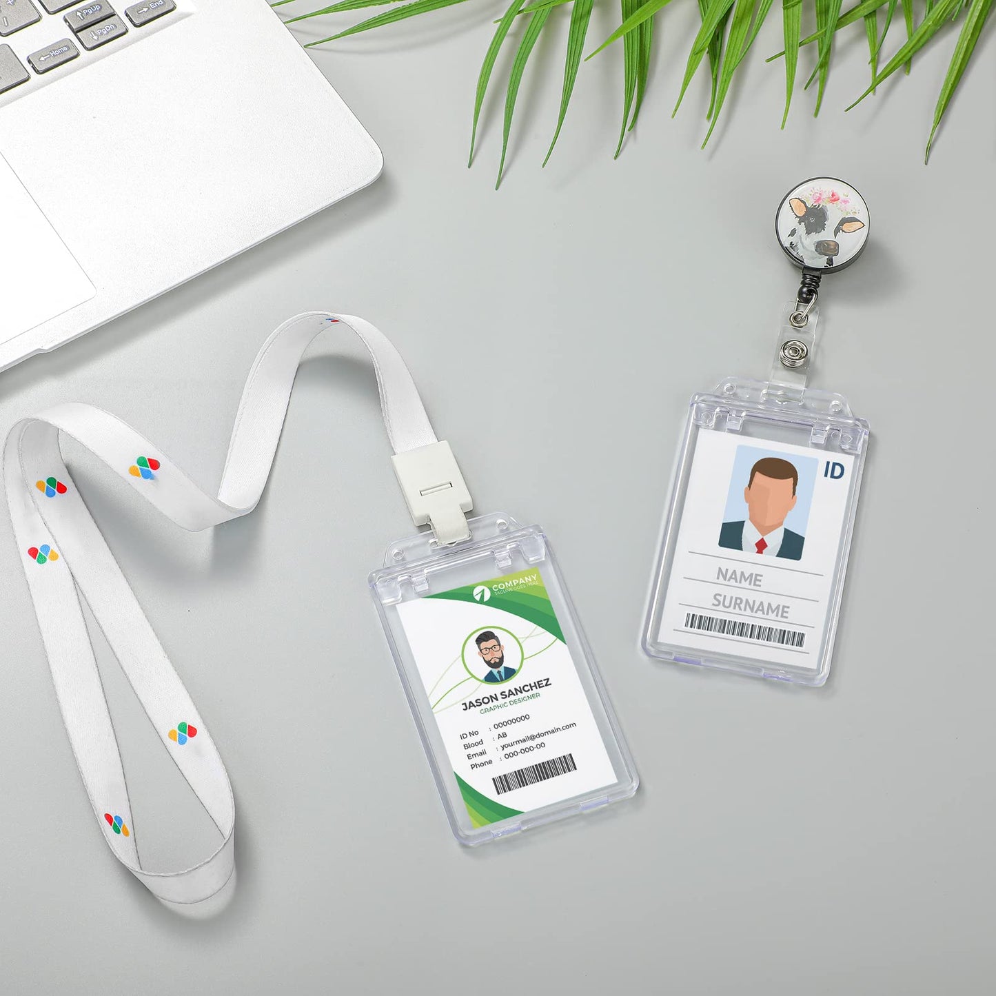 Tinlade 100 Pack Permanent Locking Hard Plastic Badge Holder Vertical Clear ID Badge Holder Heavy Duty Protector Case for Office School Card Travel 2.4 x 4.2 inches