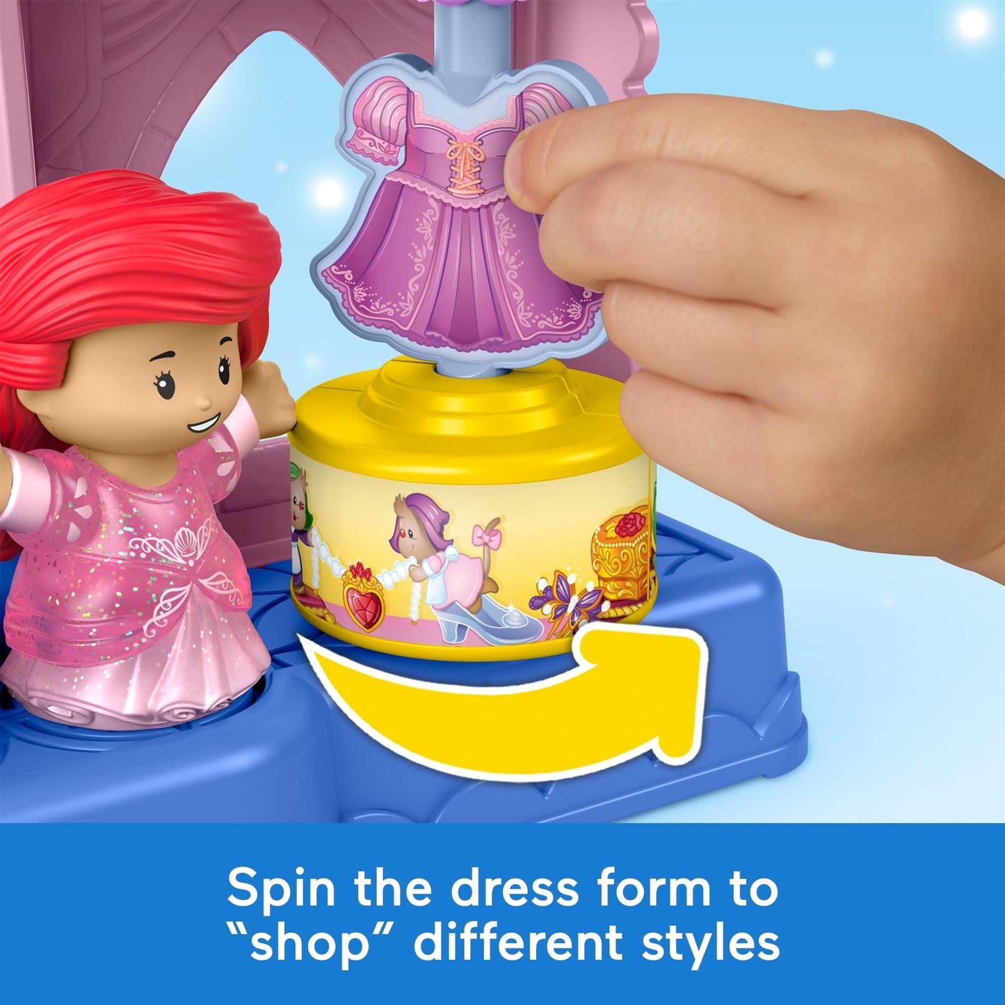 Fisher-Price Little People Toddler Toy DISNEY Princess Shimmer & Glow Dress Shop Playset & 2 Figures for Pretend Play Kids Ages 18+ Months