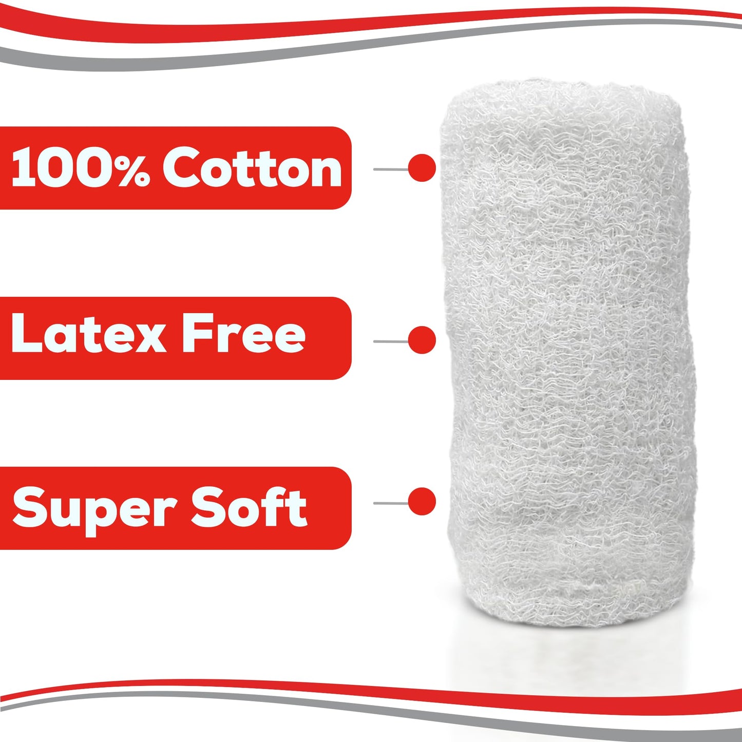 Kerlix Gauze Bandage Rolls - 4 1/2 in x 4.1 Yds, 6 Ply, 24 Single Sterile Pocuhes - Ultra Absorbent, Latex Free, Hospital Grade Cotton Fluff Bandage Wrap Krinkle Style - Wound Care & First Aid -HEALQU
