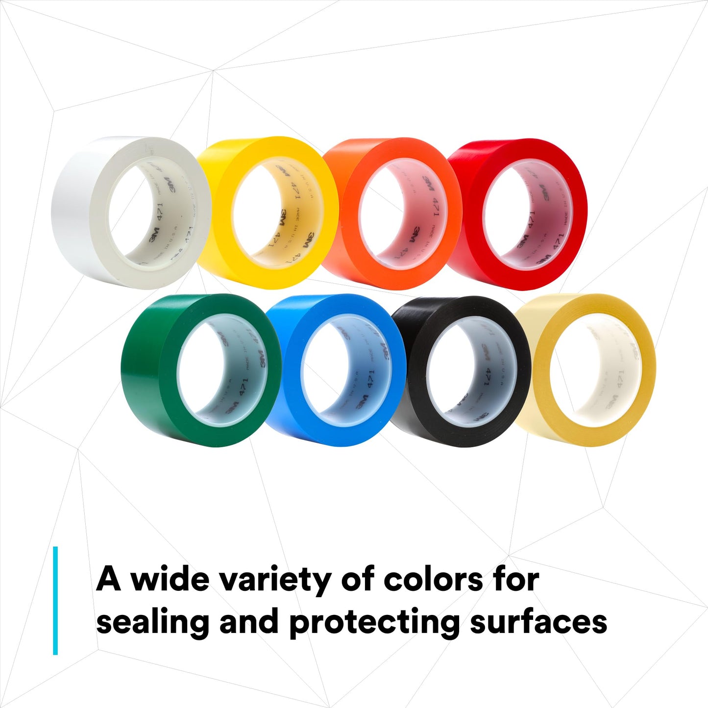 3M Vinyl Tape 471, Blue, 2 in x 36 yd, 5.2 mil, 1 Roll, Individually Wrapped Conveniently Packaged