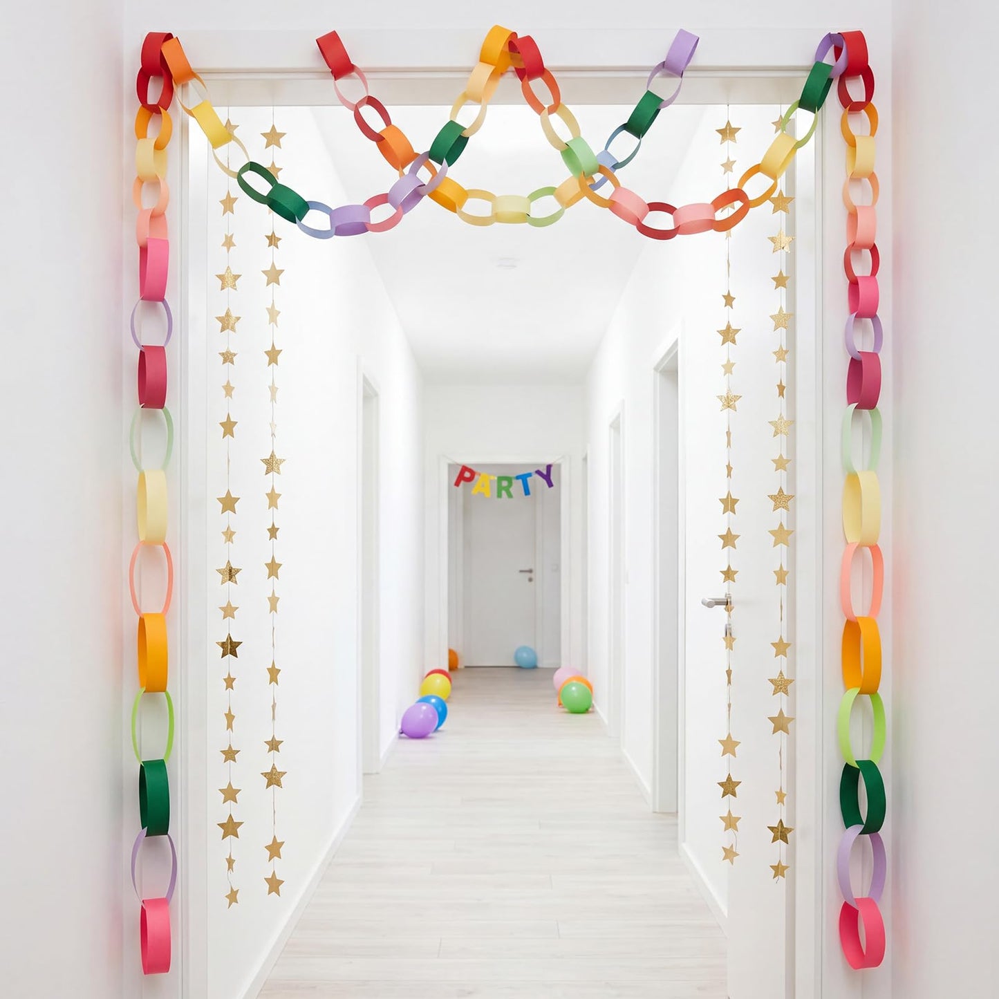 Lincia 2000 Sheets Valentine Paper Chain Garland, Construction DIY Crafts Chain Strip for Winter Holiday Party Decor, 1x8 Inch with Double Sided Tape (Bright)