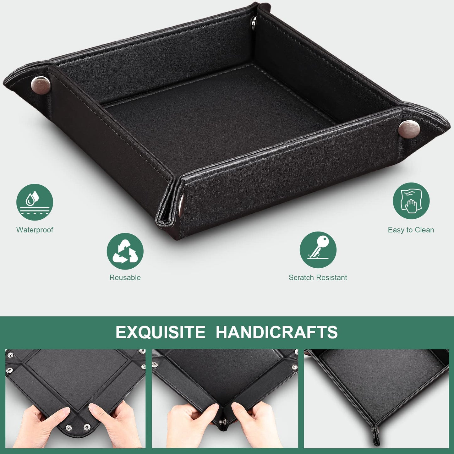 KINGFOM 5 PCS/SET Pu Leather Desk Organizer File Holder Accessories, Magazine Storage Rack+Desktop Pen&Pencil Holder+Tissue Box Cover+Leather Jewelry Accessories Tray