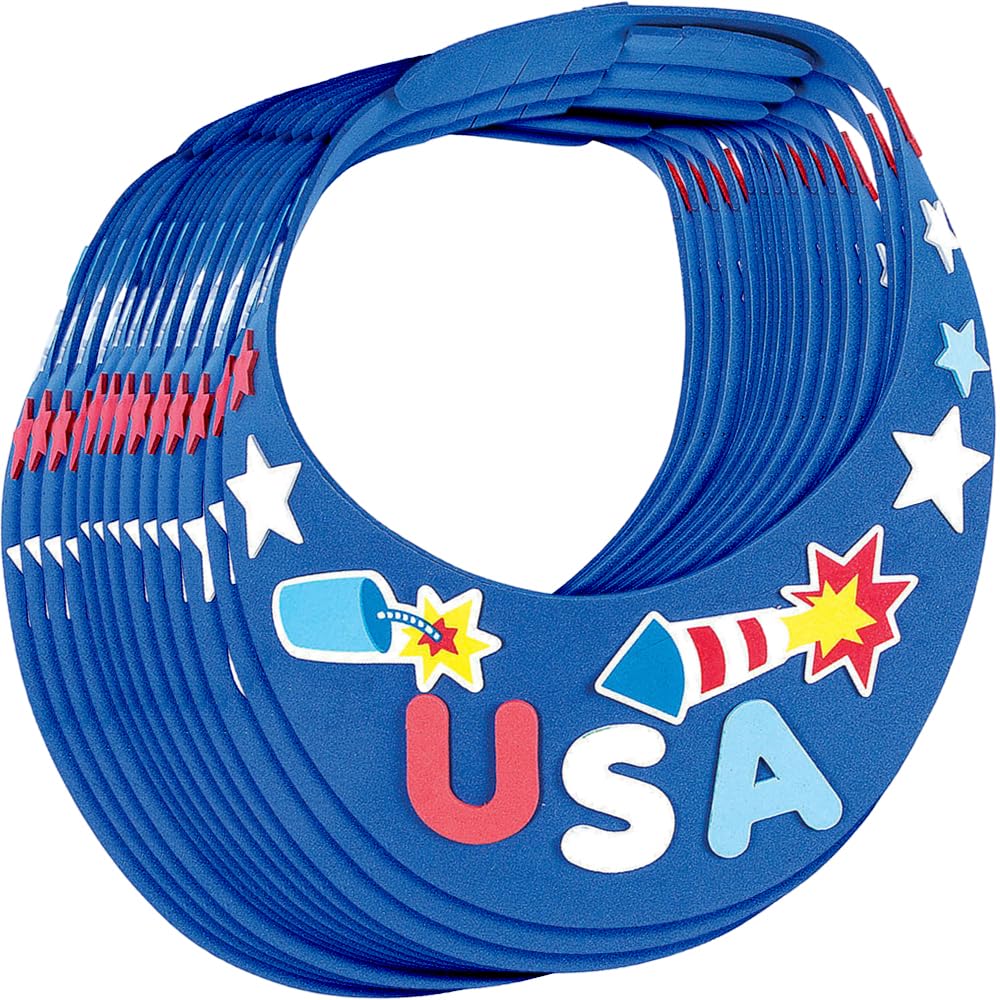 Patriotic Foam Visor Craft Kit - Makes 12-4th of July Crafts for Kids