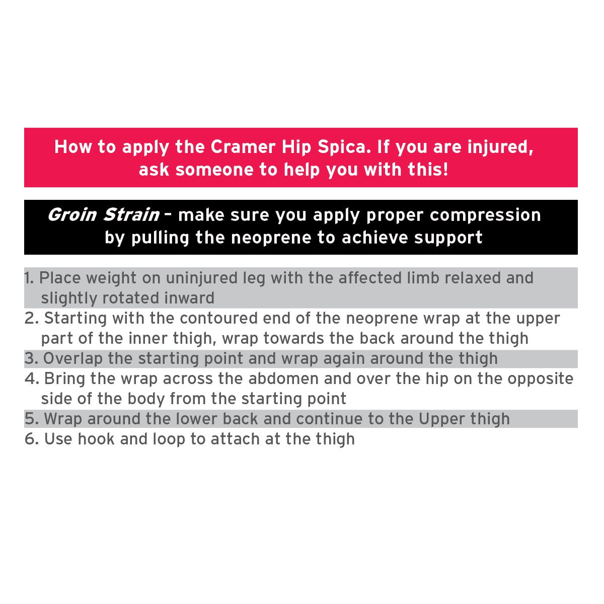 Cramer Groin Hip Spica Support For Groin Strain, Groin Sprain, Hip Replacement, Sporting & Hip Flexor Injuries, Sciatica Nerve Pain Relief, Adjustable Neoprene Compression Wrap, Injury Recovery, Black