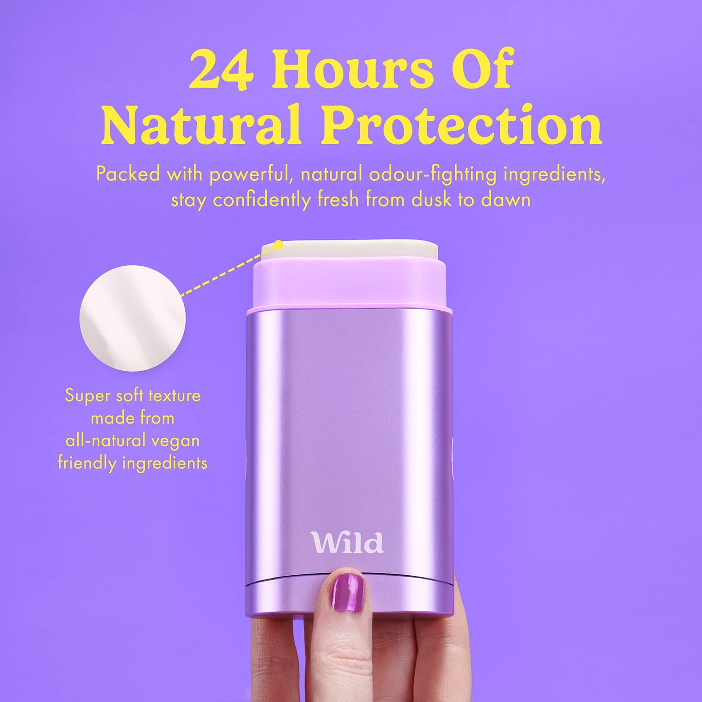 Wild - Purple Case with Refill Variety Pack - Refillable Deodorant - Aluminum Free - Includes Fresh Cotton & Sea Salt, Cherry Blossom and Coconut & Vanilla Scents - Vegan