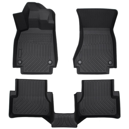 All-Weather TPE Rubber Floor Mats Compatible with 2012 2013 2014 2015 2016 2017 2018 Audi A6 S6, Custom Fit Full Car Carpet Liners Set (Black)