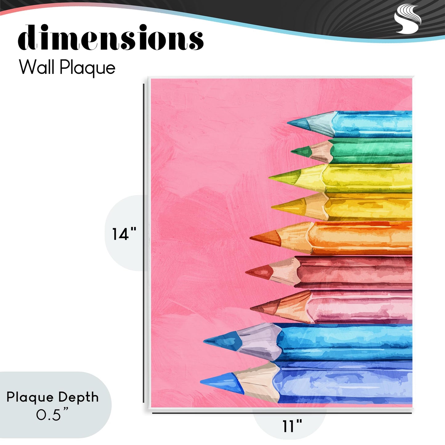 Stupell Industries 'Vibrant Pencils on Pink', Wall Plaque Art, 11 x 14 Inches, Easy to Hang and Sturdy, Made in USA, by Kim Allen