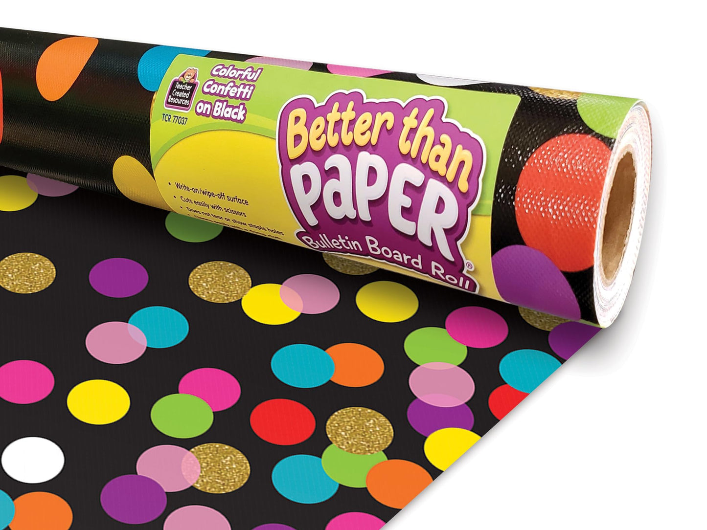 Teacher Created Resources Colorful Confetti on Black Better Than Paper Bulletin Board Roll (TCR77037)